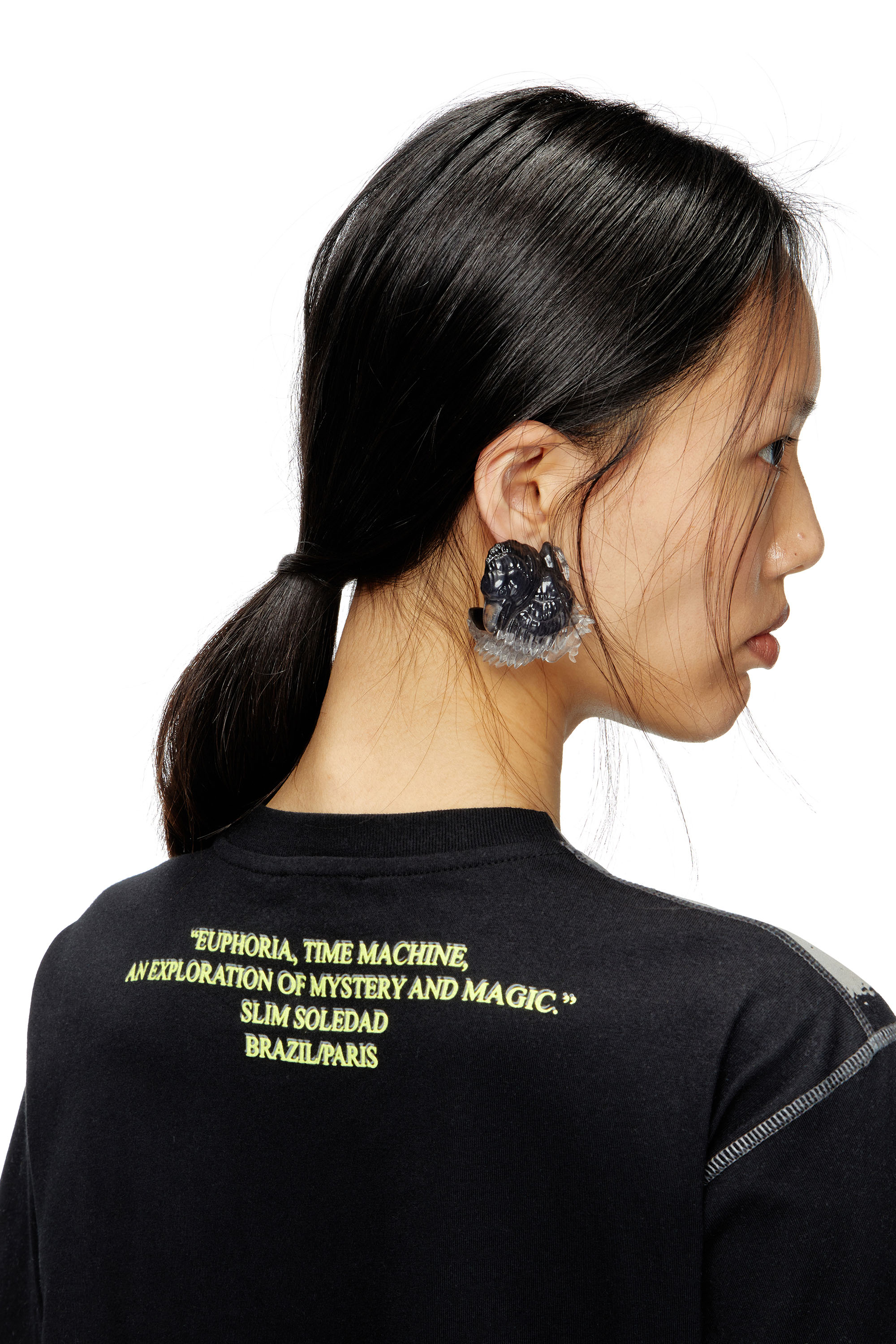 Diesel - T-NORMAC-1, Female's Crew neck T-shirt with lyrics print in ブラック - 5