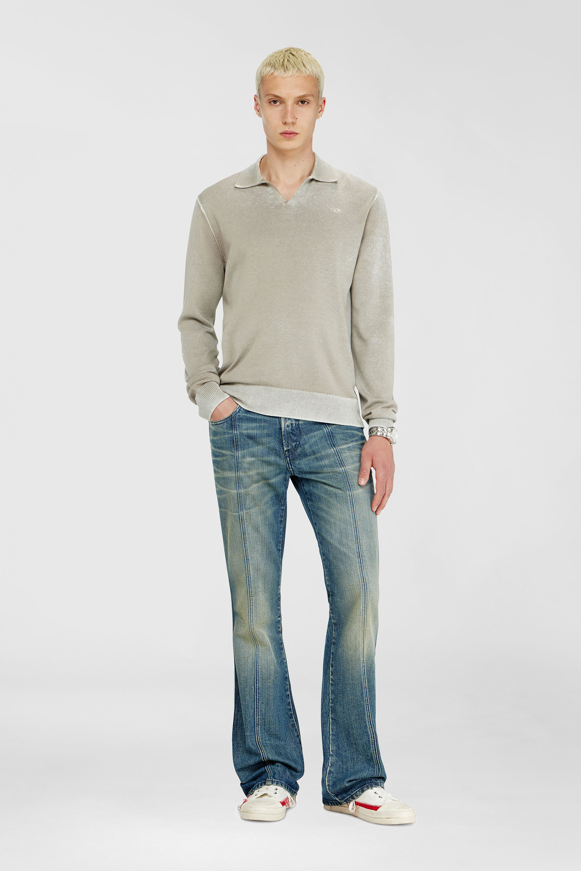 Diesel - K-LAWRENCE, Male's 長袖ポロニット in ベージュ - 2