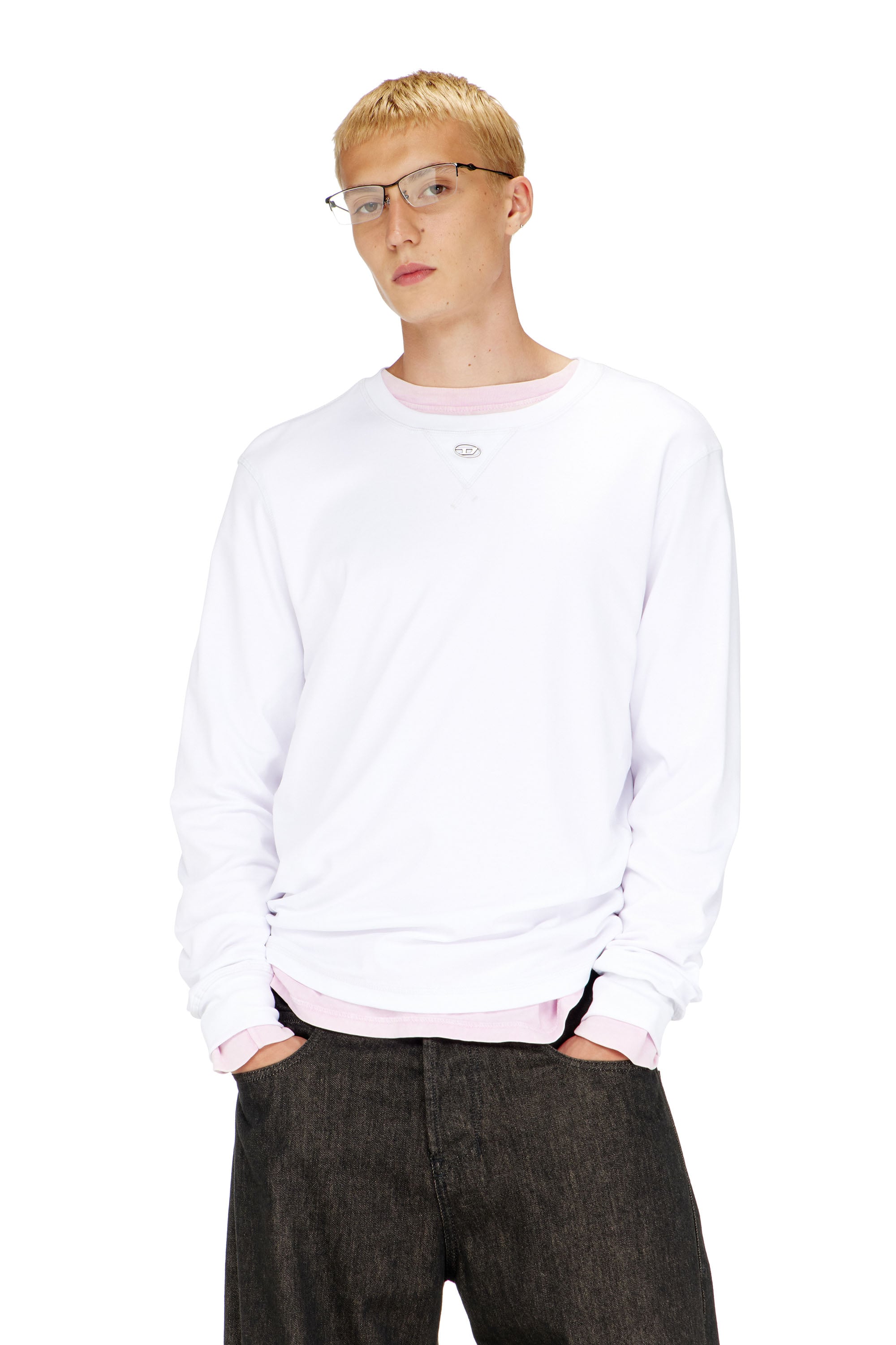 Diesel - T-MADJUST-LS-TR, Male's 長袖Tシャツ in ホワイト - 1