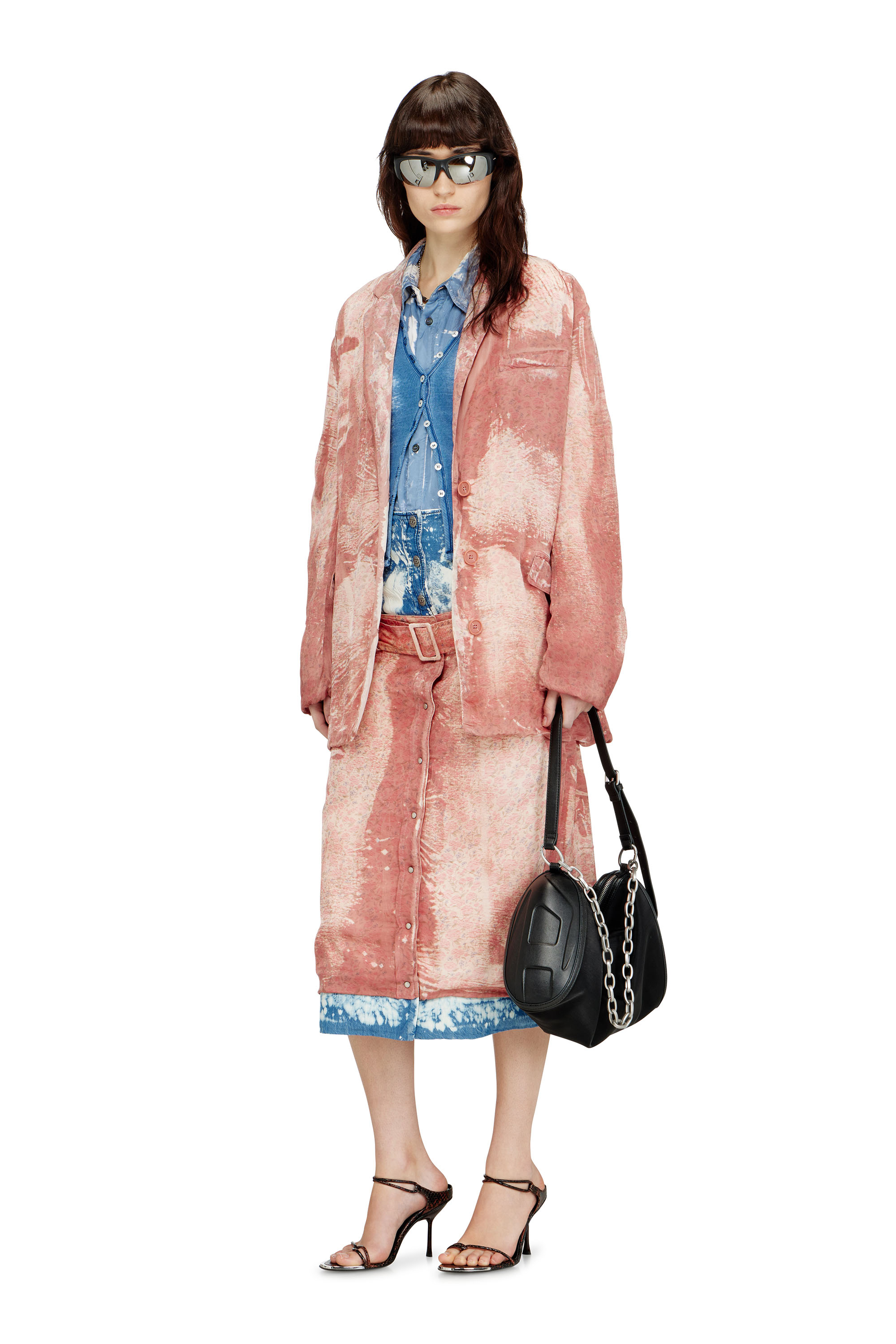 Diesel - G-ELYA, Female's Double-layer blazer with X-ray effect in ピンク / ホワイト - 1