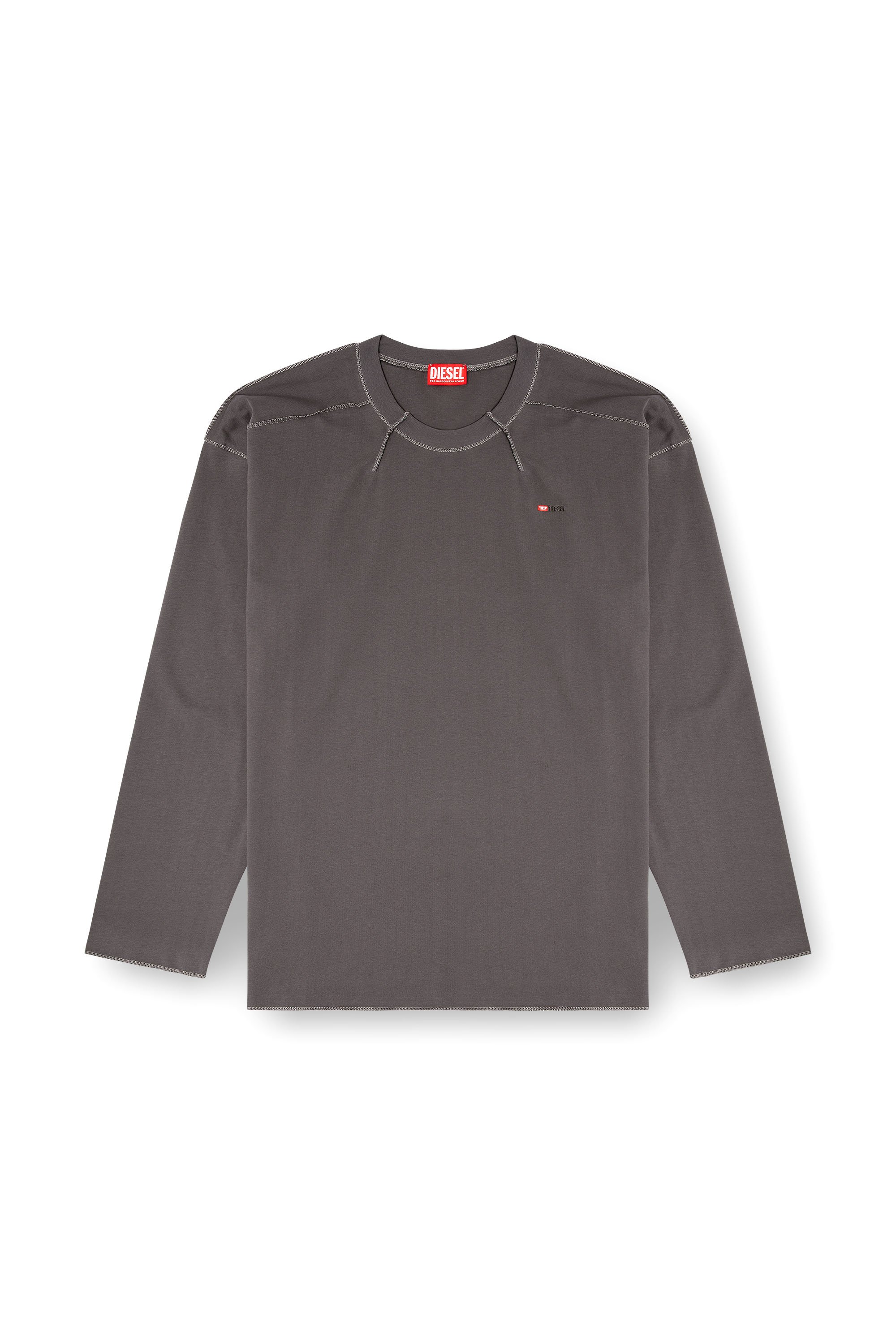 Diesel - T-CRAHOR-BOXT-LS-T1, Male's 長袖Tシャツ in グレー - 3