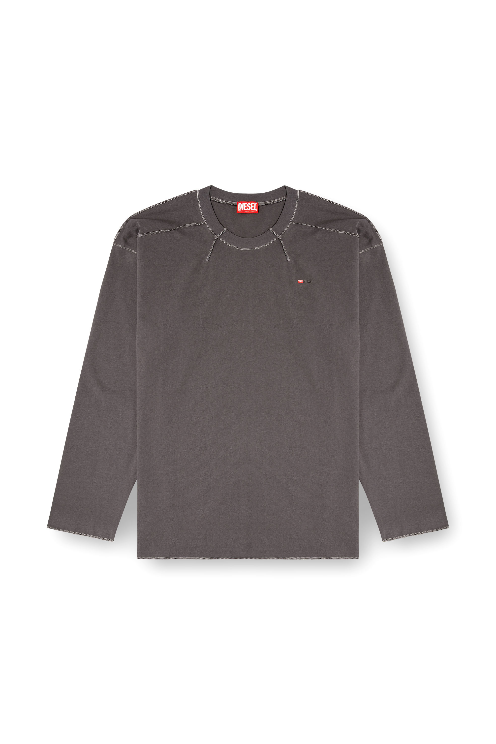 Diesel - T-CRAHOR-BOXT-LS-T1, Male's 長袖Tシャツ in グレー - 2