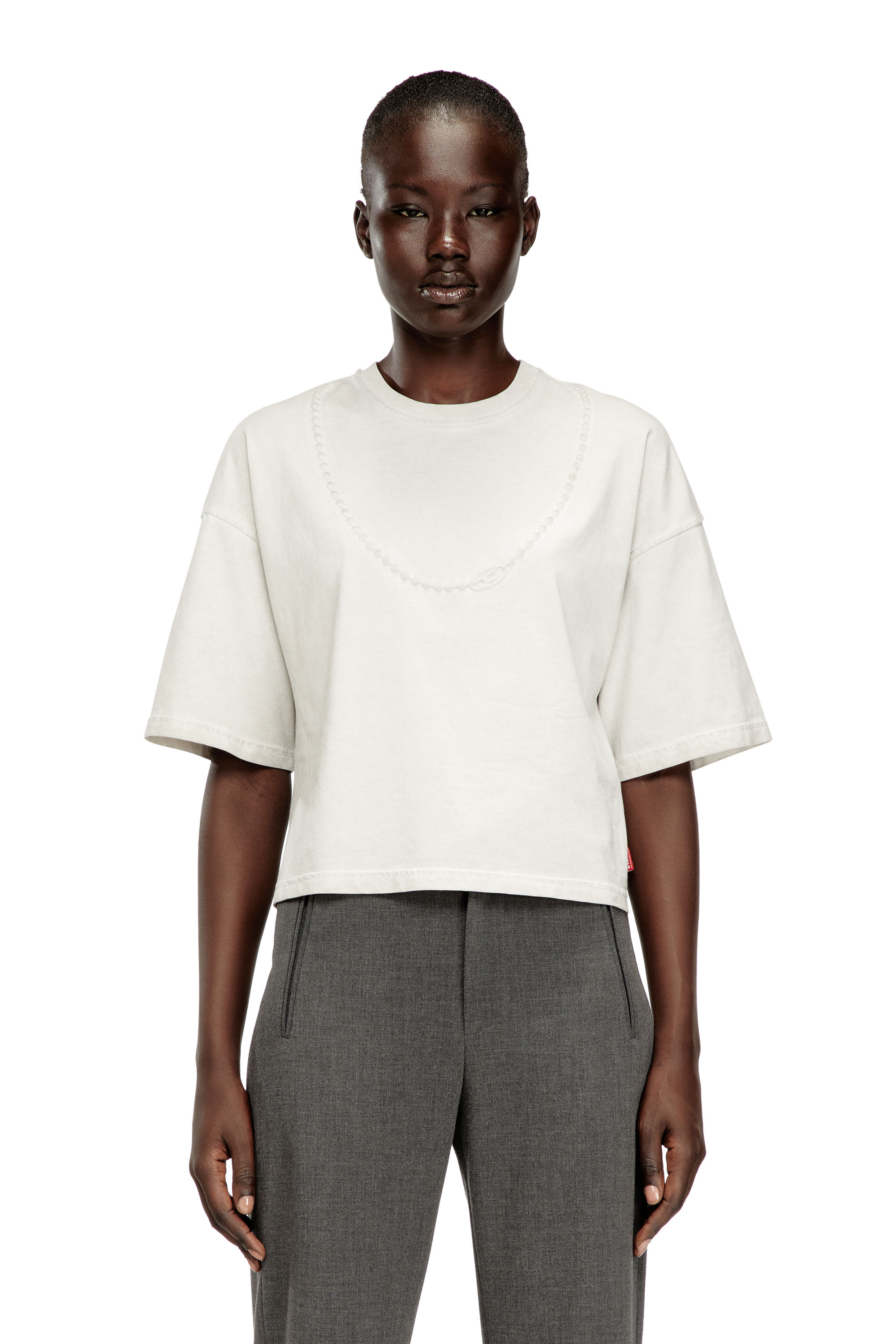Diesel - T-CROPYN-S1, Female's Tシャツ in ライトグレー - 3