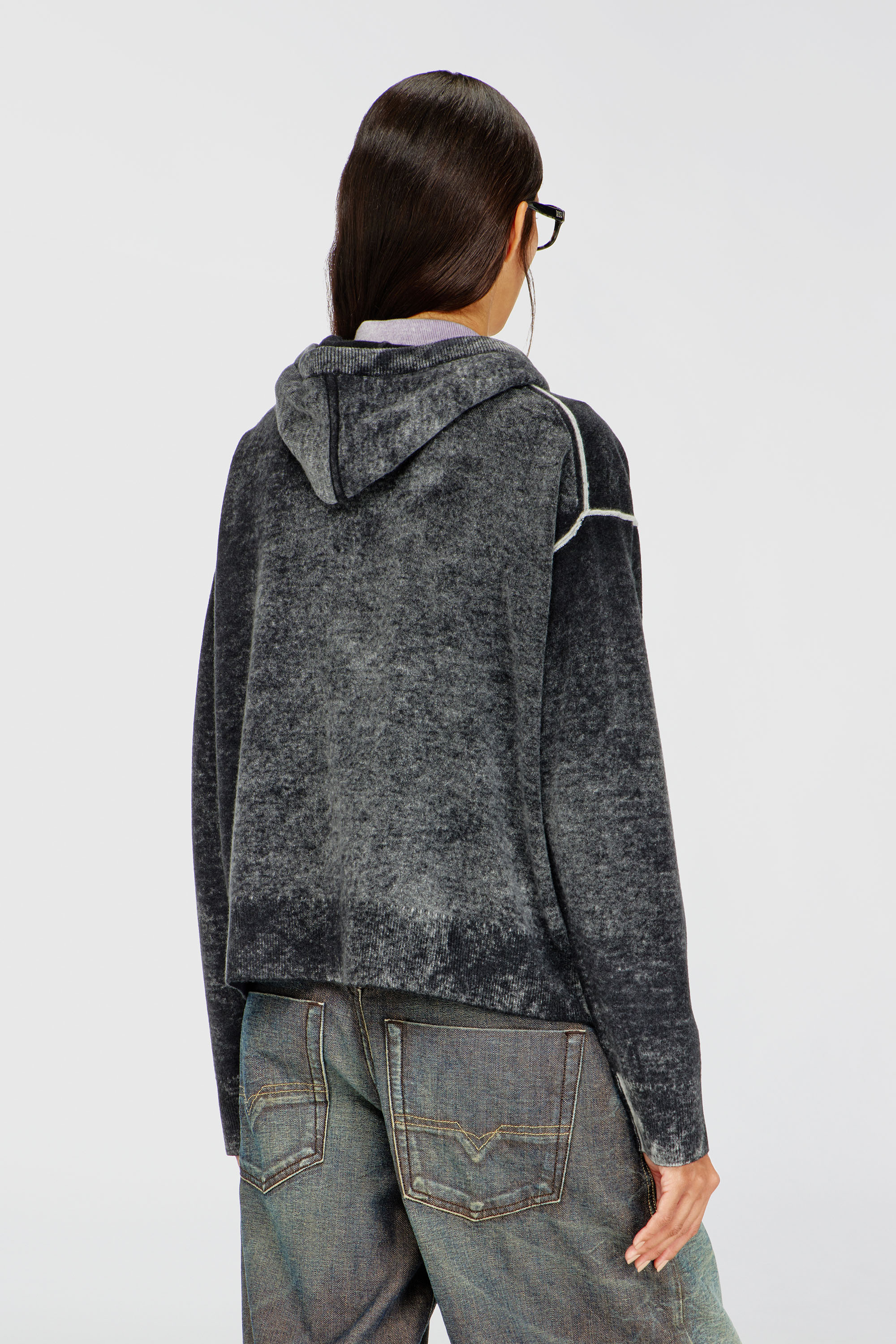 Diesel - M-HERMINE, Female's ニットパーカー in ブラック/グレー - 5