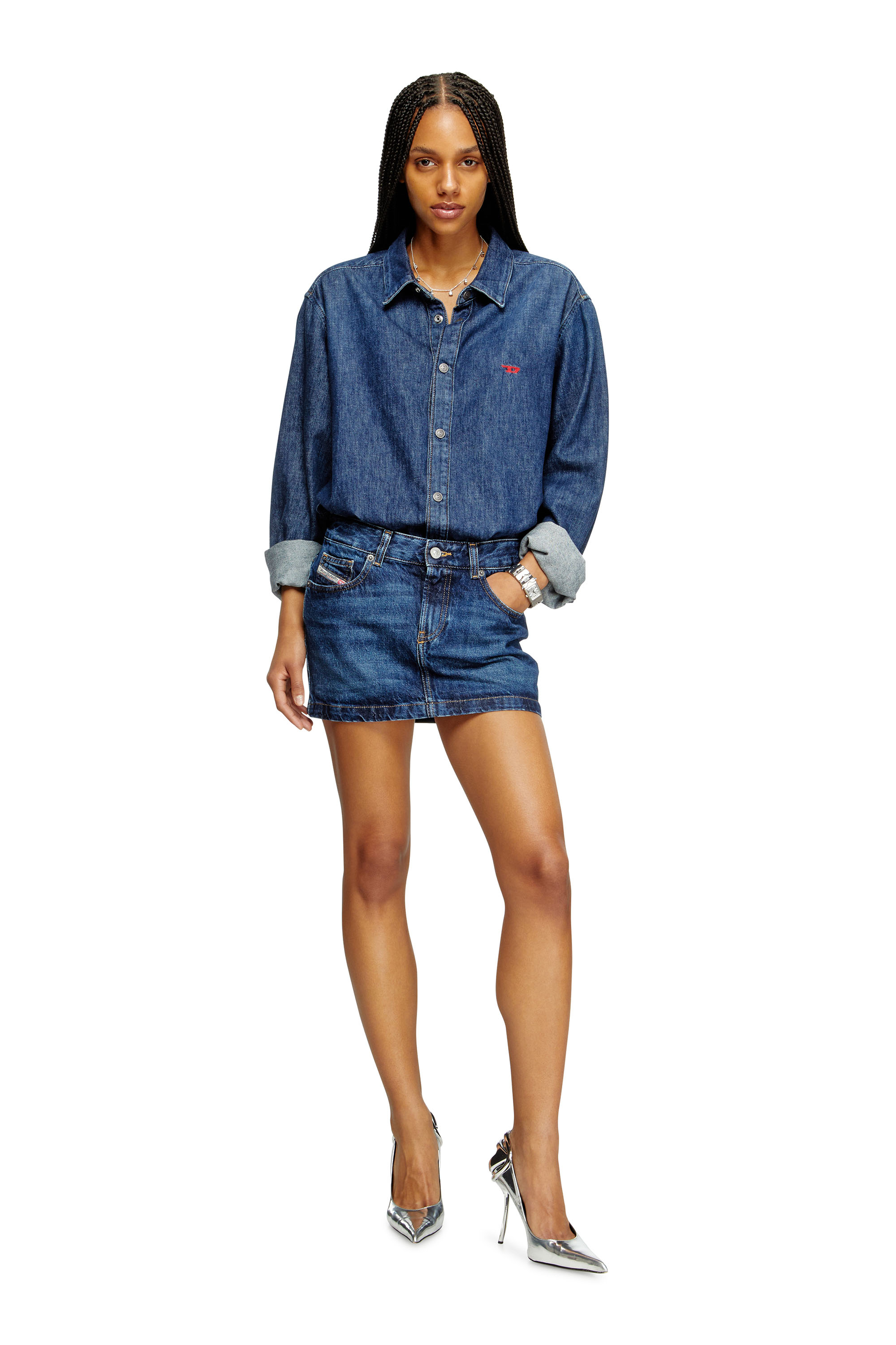 Diesel - DE-RON, Female's Mini skirt in denim in ダークブルー - 2