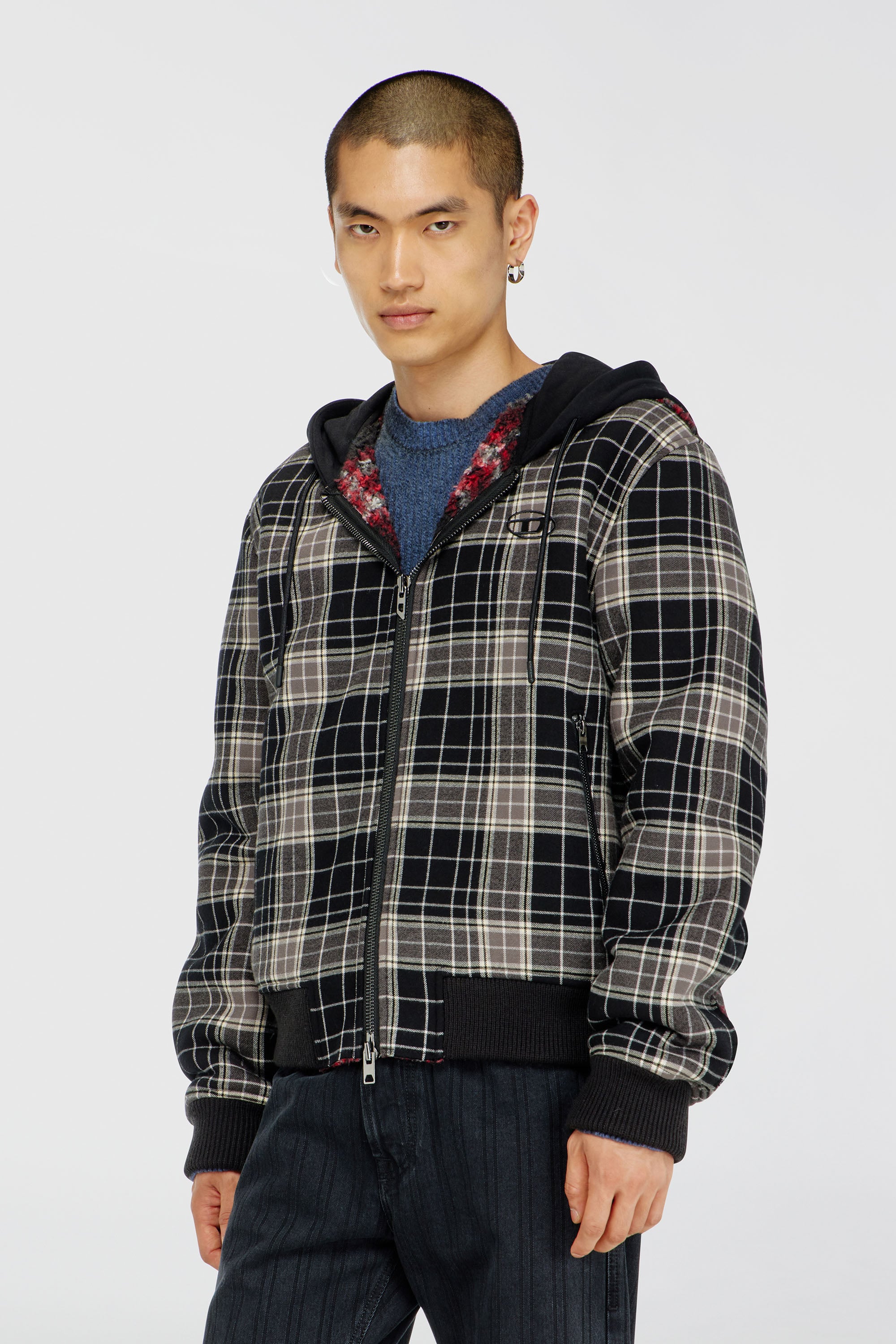 Diesel - W-KUNST, Male's ボンバージャケット in グレー/ブラック - 1