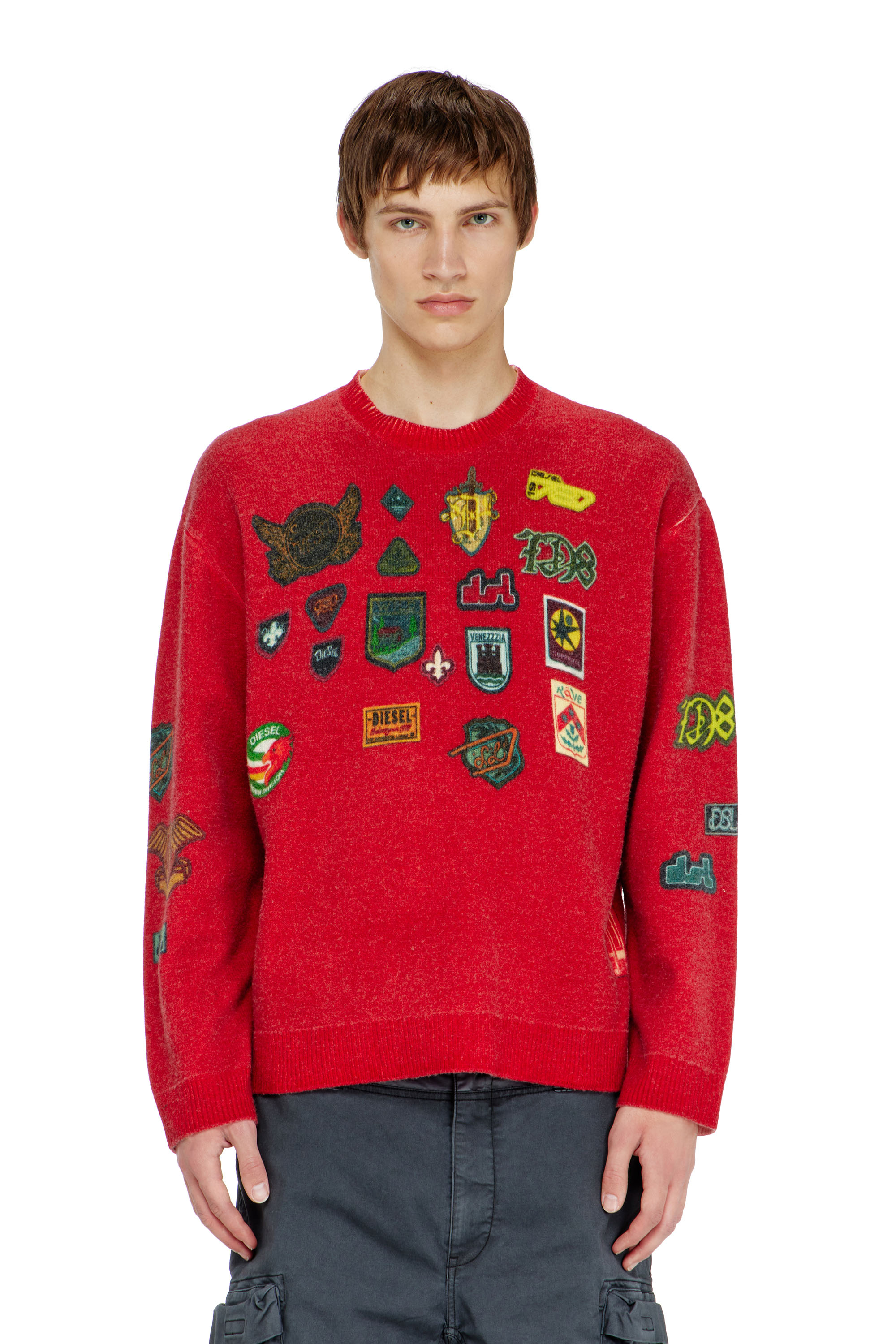 Diesel - K-PATCY, Male's プルオーバーニット in レッド - 6