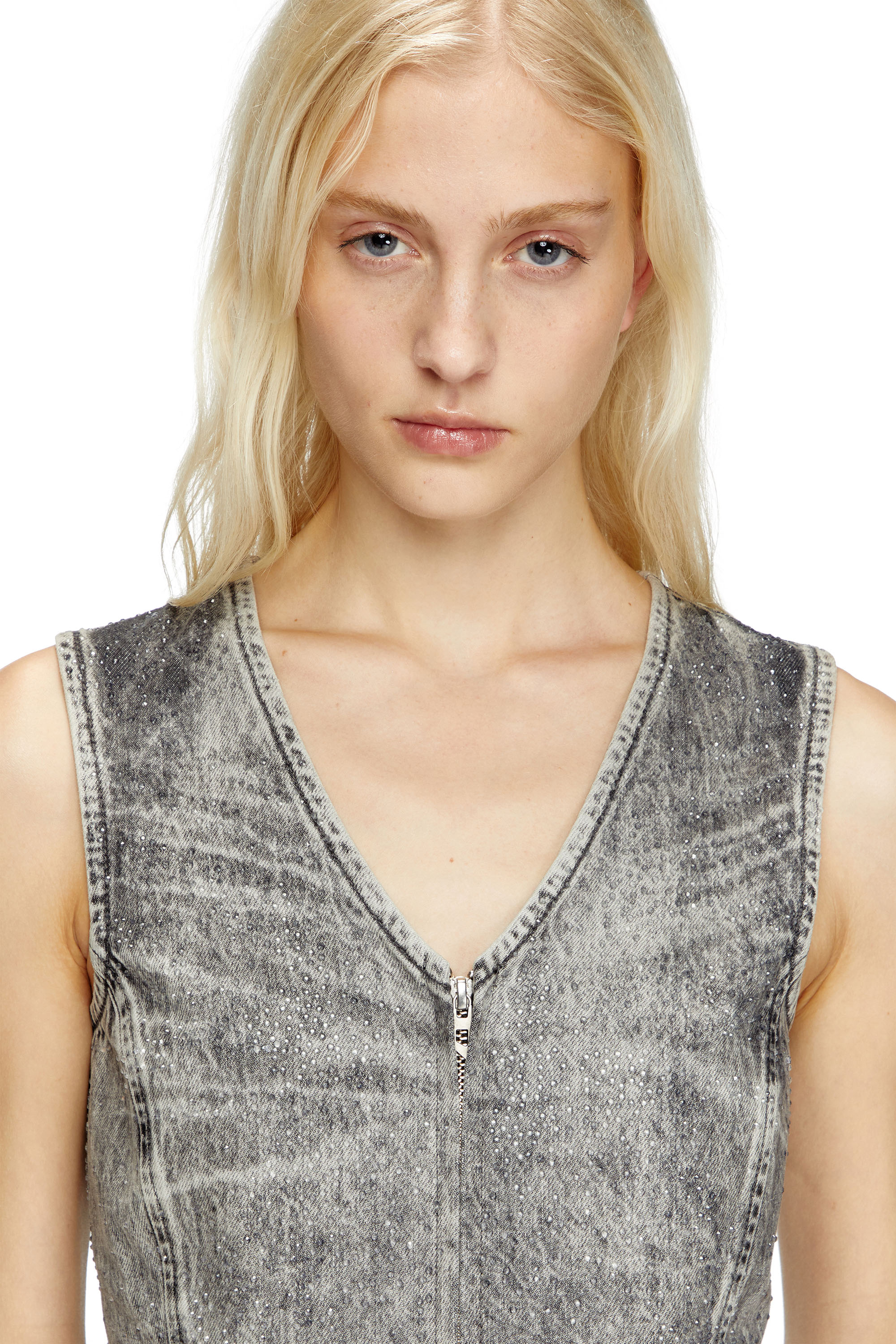 Diesel - DE-KEE-S, Female's Midi dress in crystal denim in グレー - 4