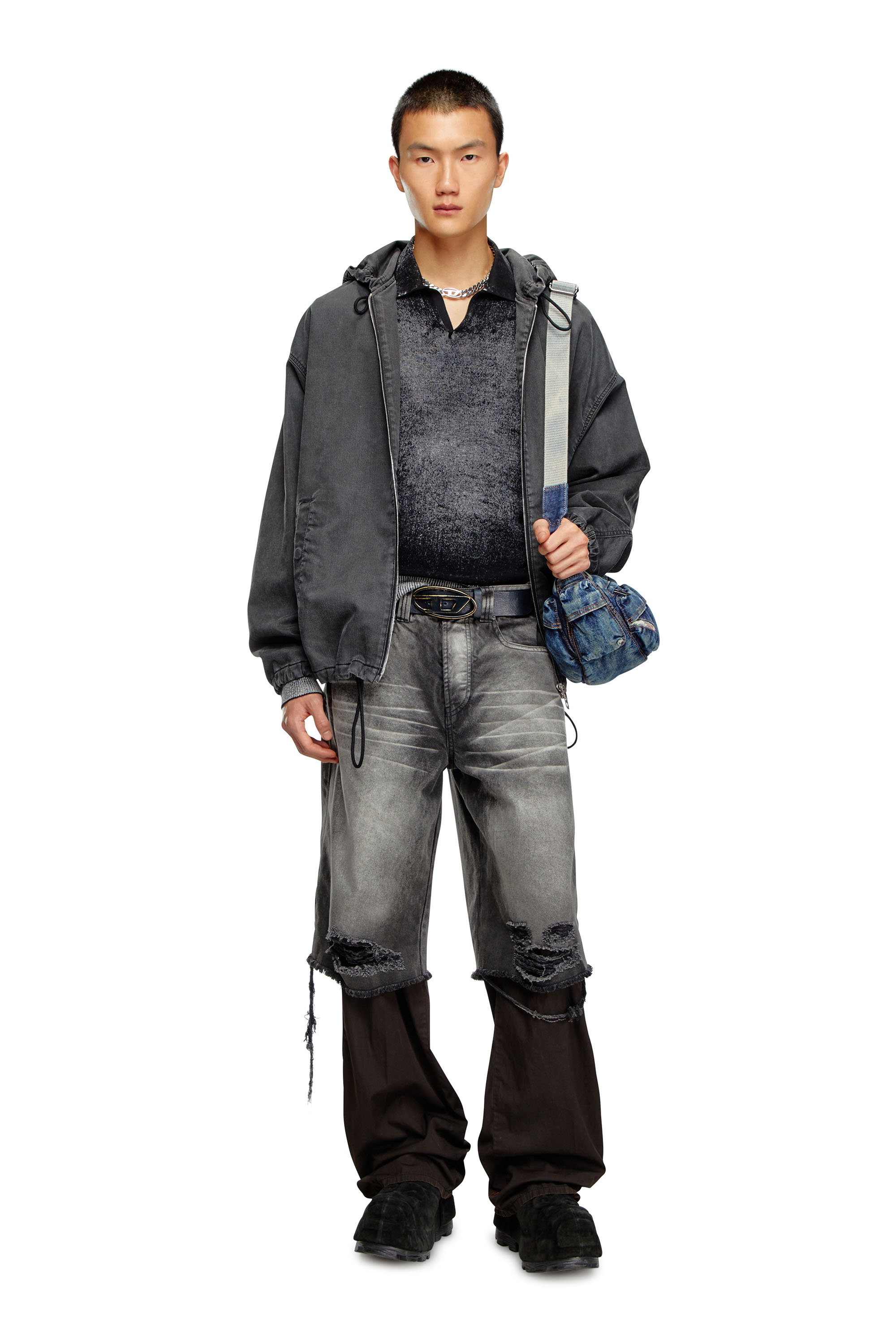 Diesel - K-LORENZO, Male's Reverse-print polo jumper in ブラック - 2
