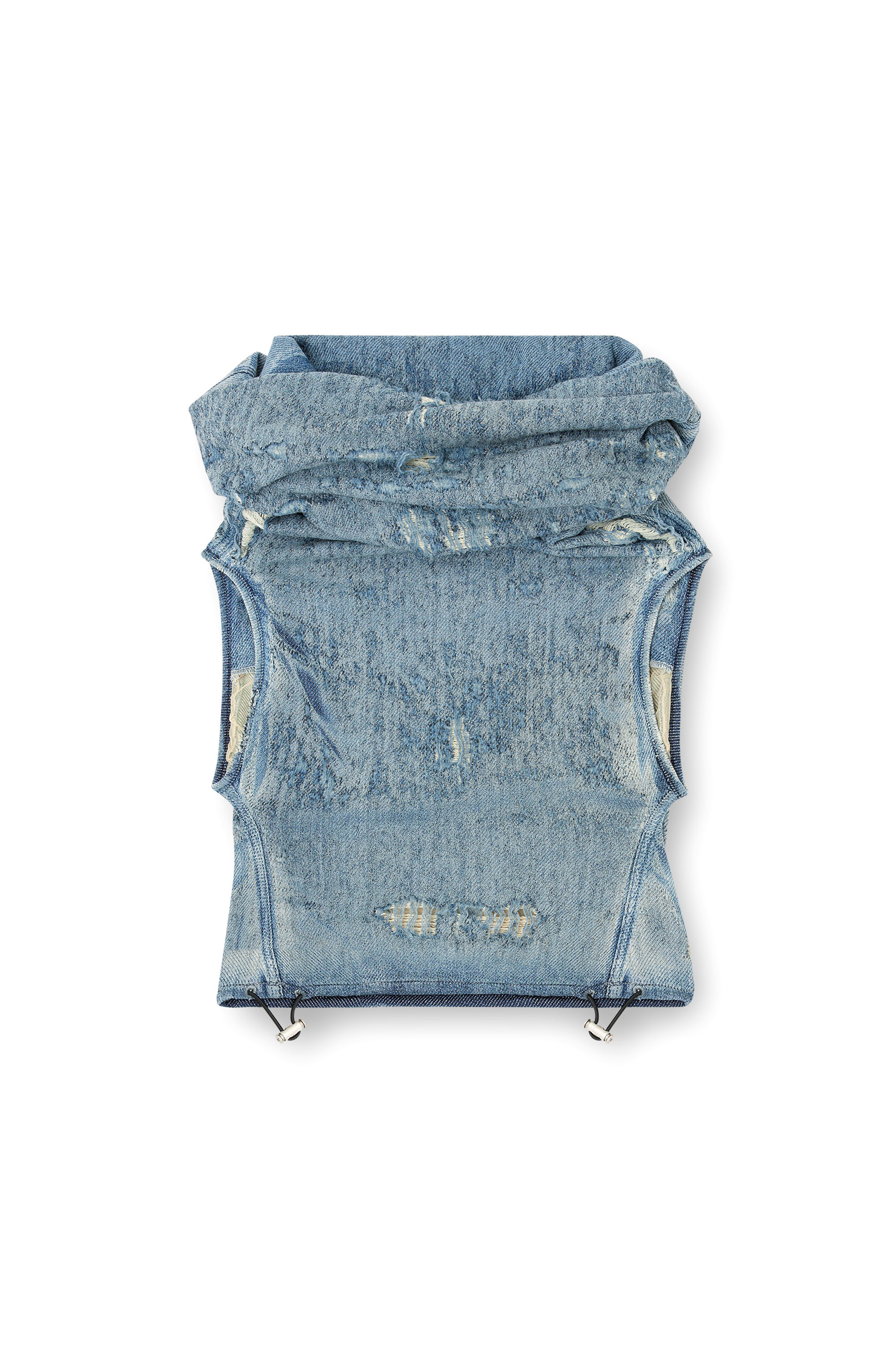 Diesel - DE-VANIA-FSG, Female's Top in ultra-destroyed jacquard denim in ミディアムブルー - 3