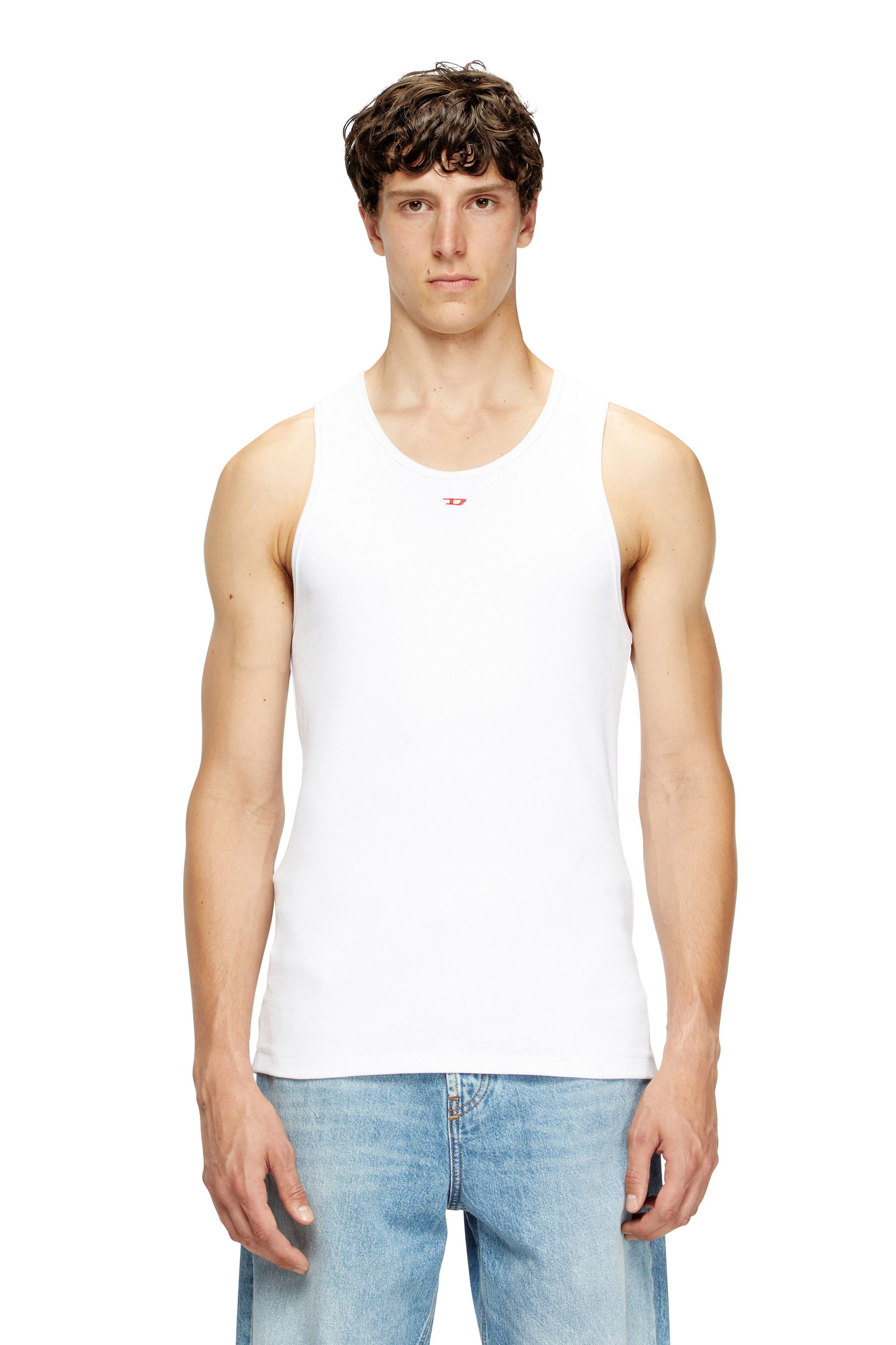Diesel - T-LIFTY-D, Male's Tank top with mini D logo patch in ホワイト - 1