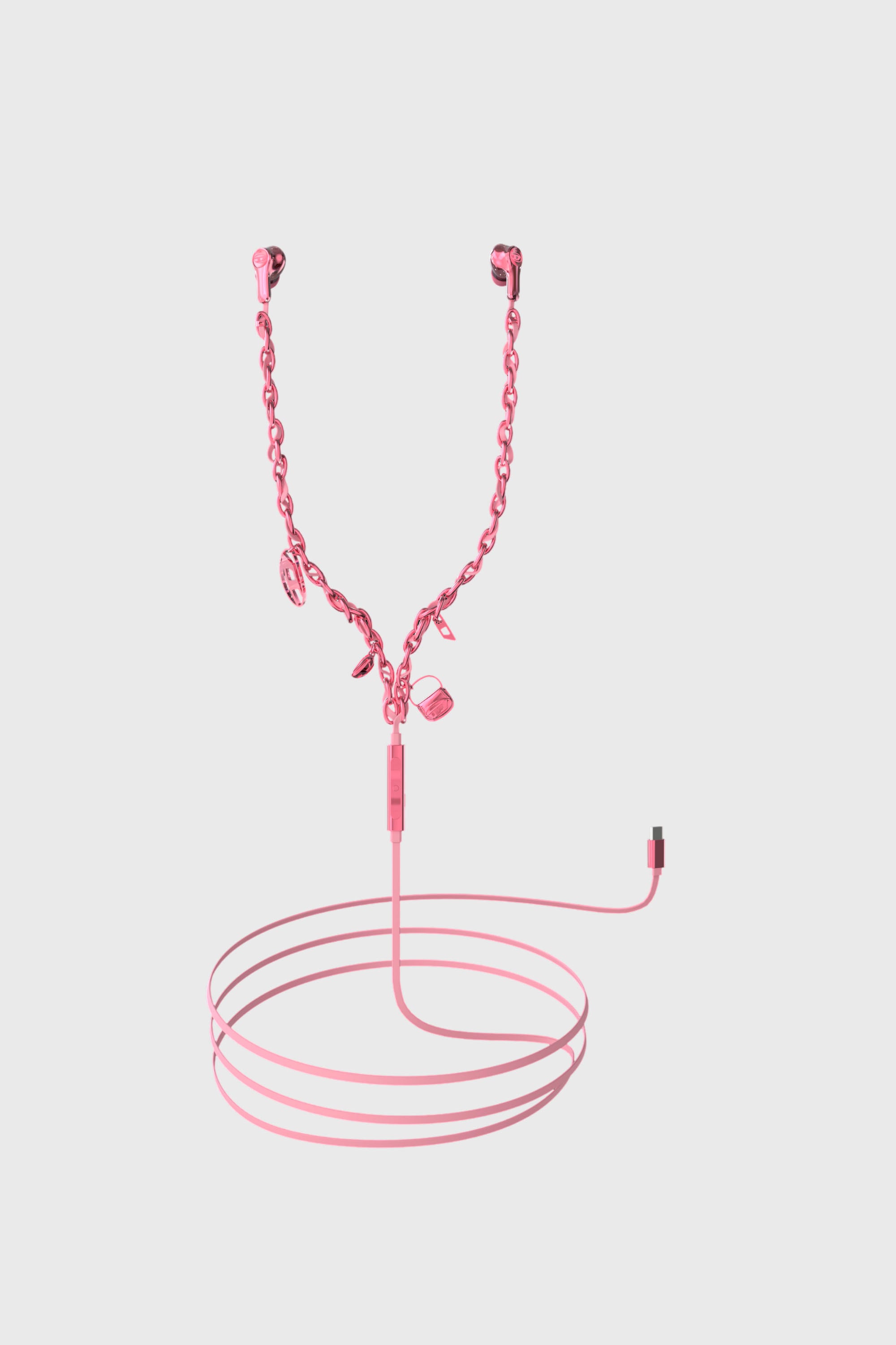 Diesel - 60688 WIRED EARBUDS WIRED EARBUDS, Unisex's Wired Earbuds and charms pink in ピンク / ホワイト - 1