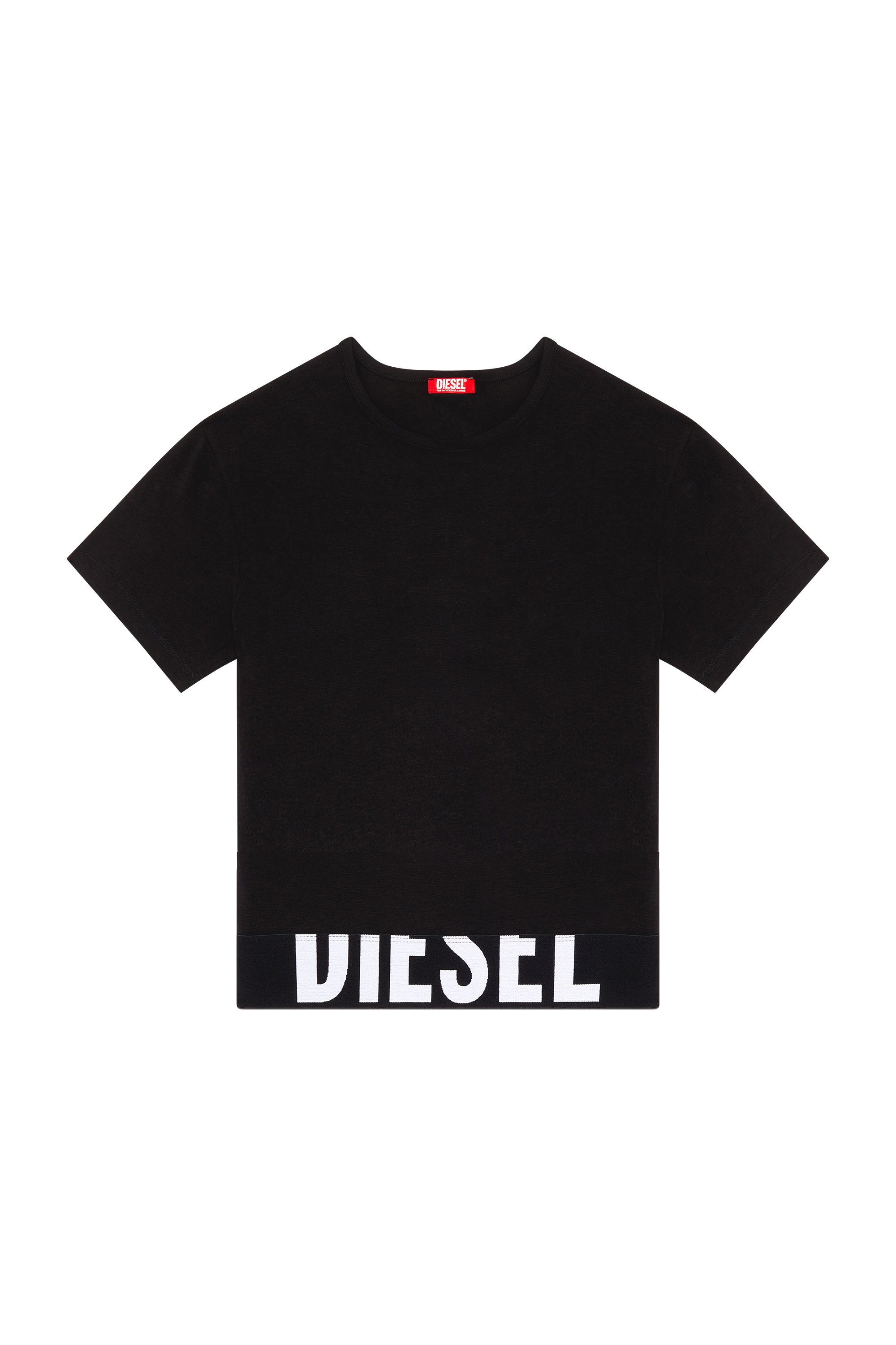 Diesel - UFTEE-SPORT-CROPPED-T-SHIRT, Female's Sporty cropped top with logo band in ブラック - 3