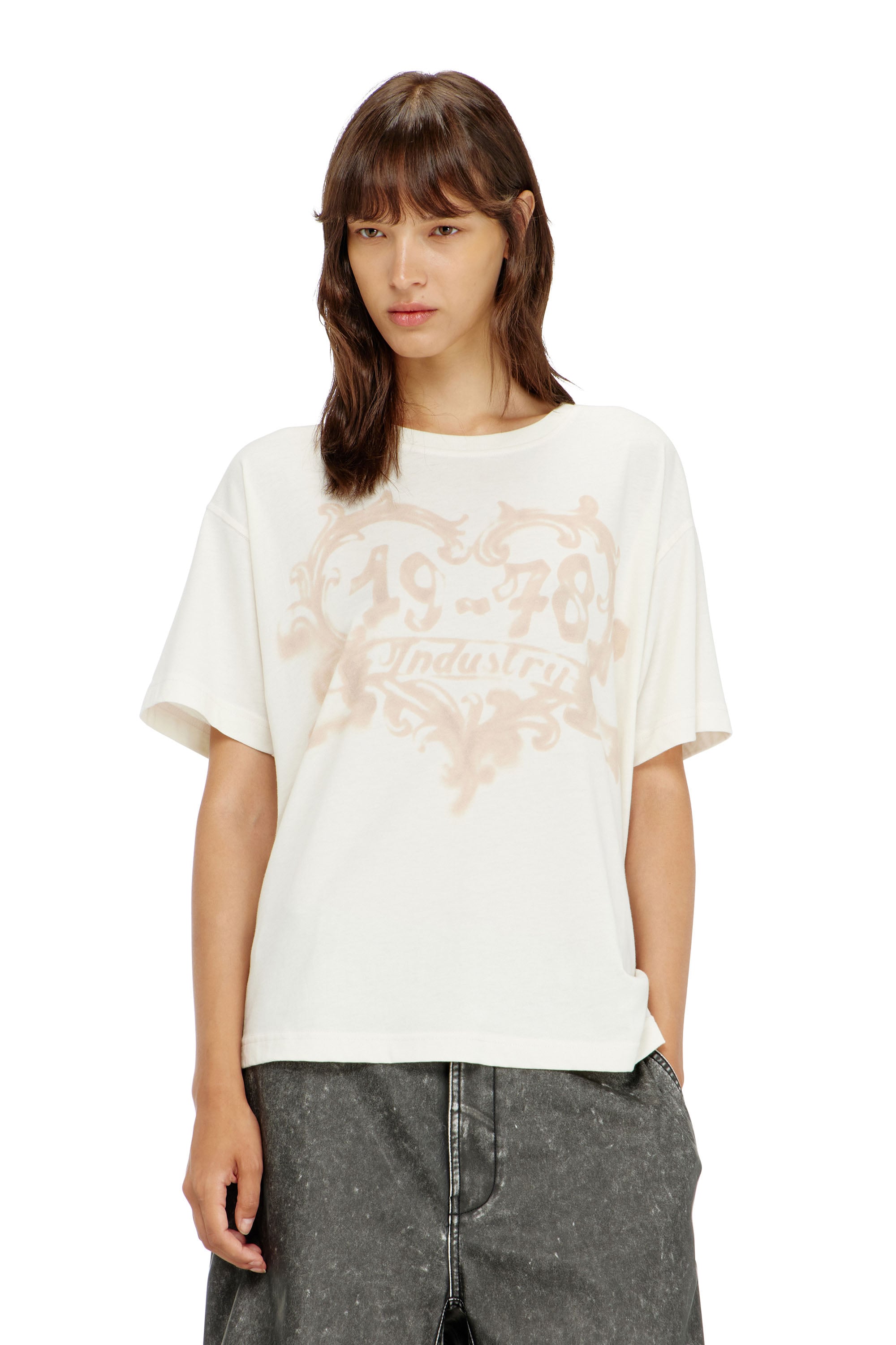 Diesel - T-NORMY-AA4, Female's Tシャツ in ホワイト/ピンク - 1