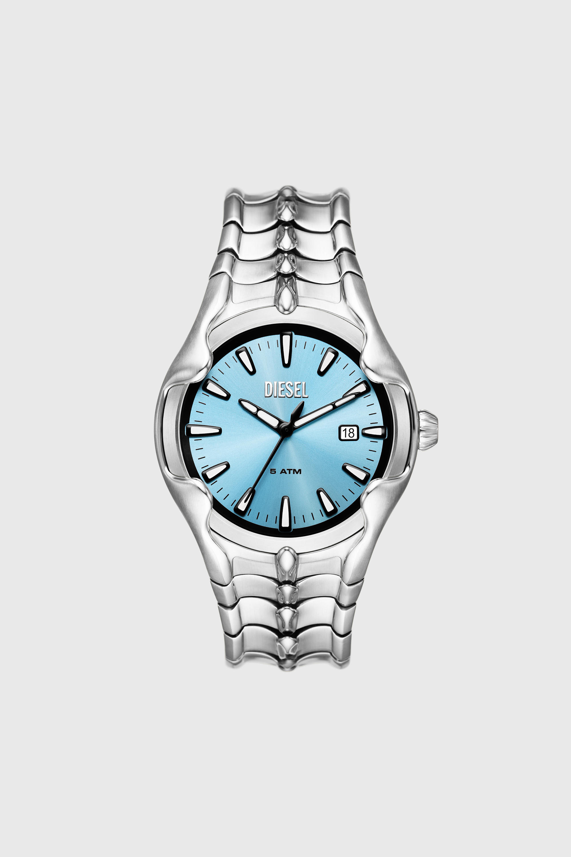 Diesel - DZ2200, Male's Vert three-hand date stainless steel watch in シルバー - 1