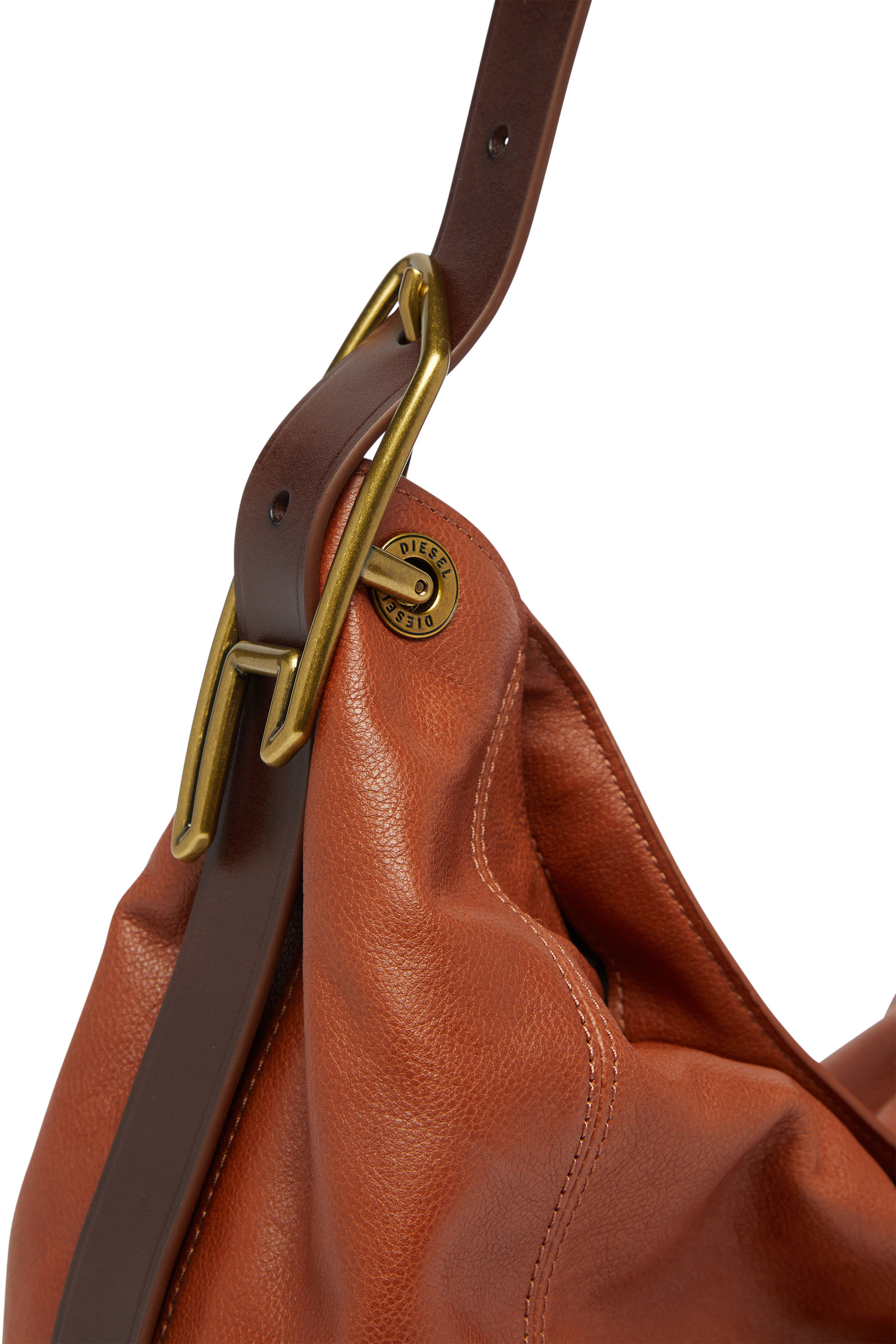 Diesel - D-LINE HOBO S, Female's D-Line-Shoulder bag in shiny leather in ブラウン - 6
