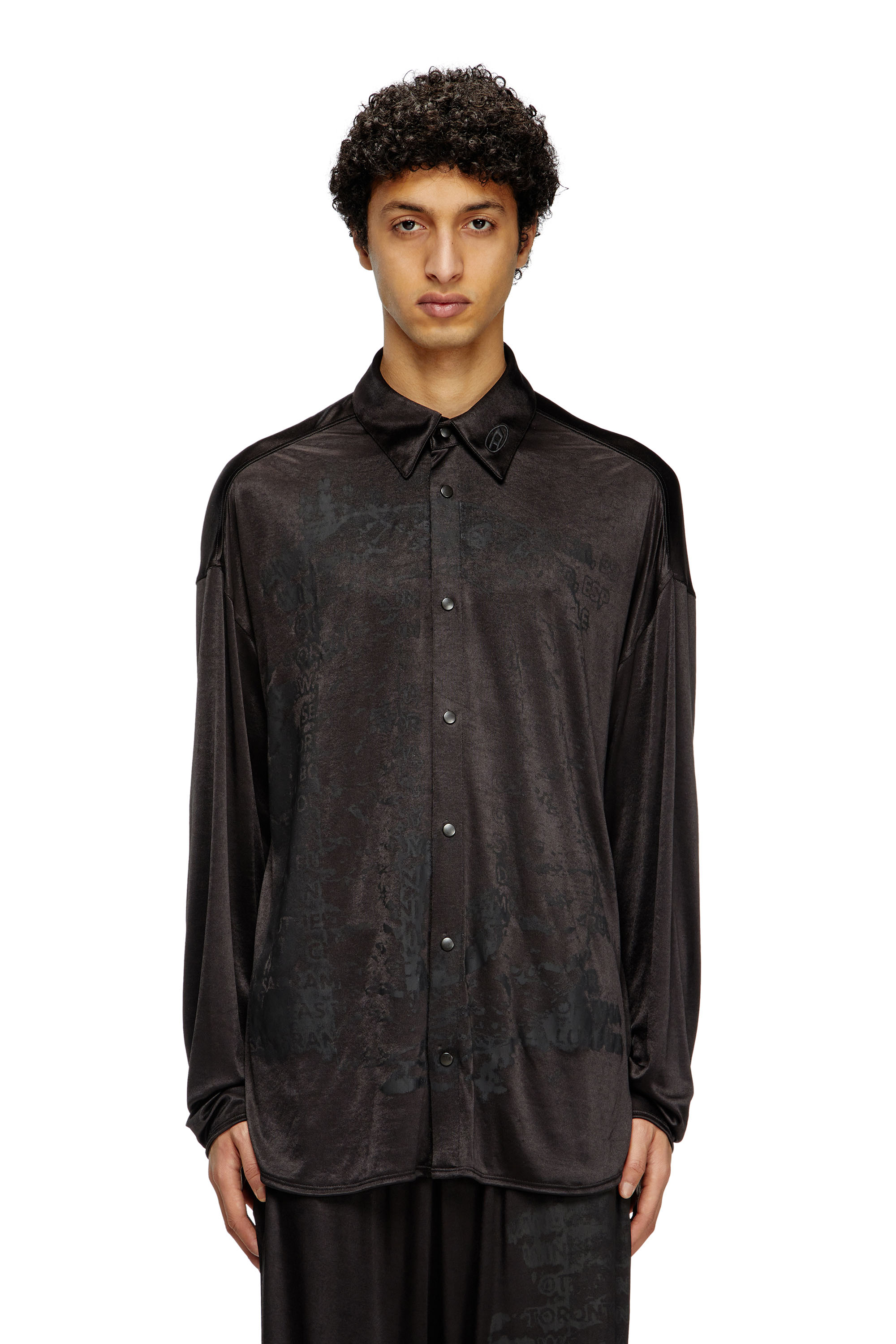 Diesel - S-FREDRIC-PLAIN, Male's Shirt in sleek acetate jersey in ブラック - 3