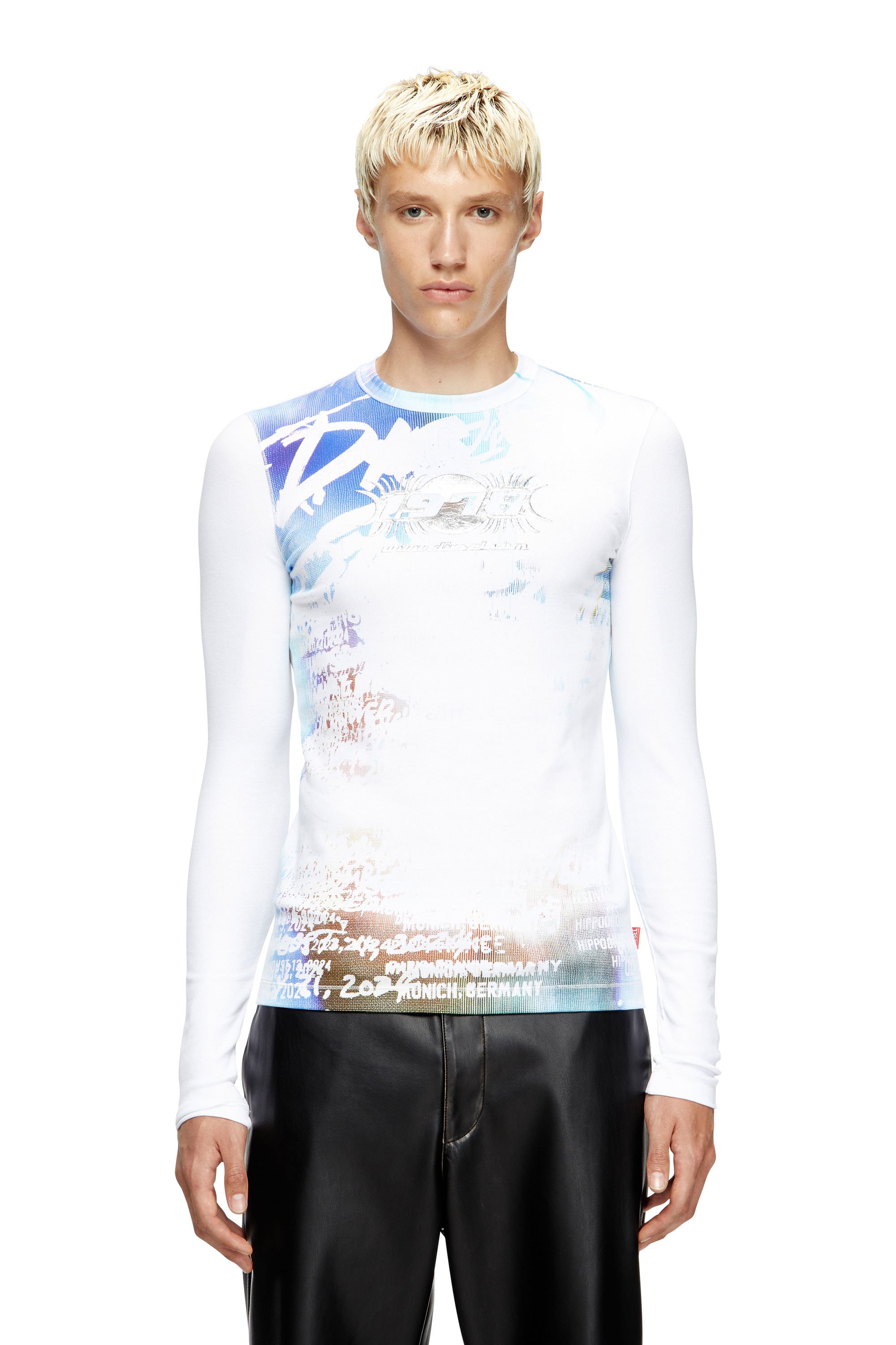 Diesel - T-RIBBER-LS-T3, Male's Long-sleeve T-shirt with graffiti print in null - 1
