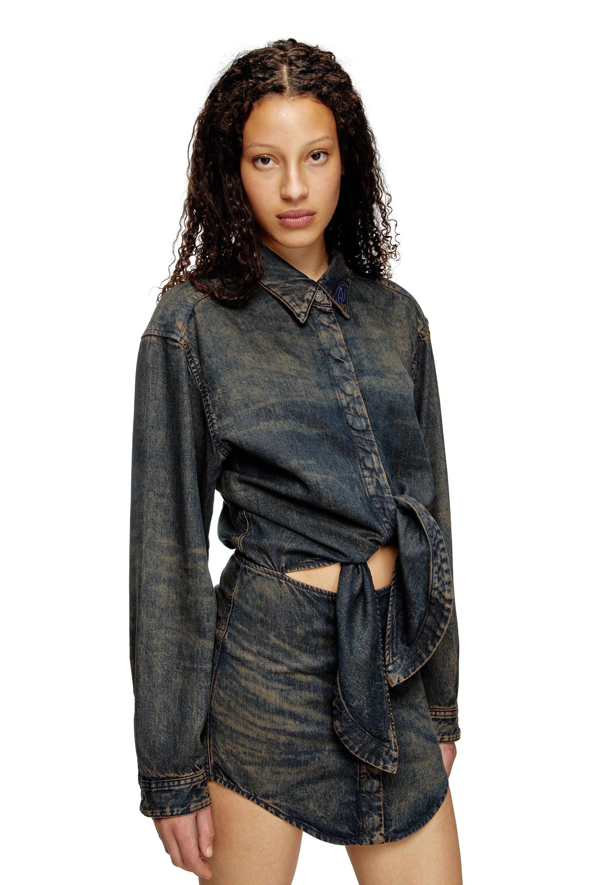 Diesel - DE-SUSAN-S, Female's Dress in fluid denim in ダークブルー - 4