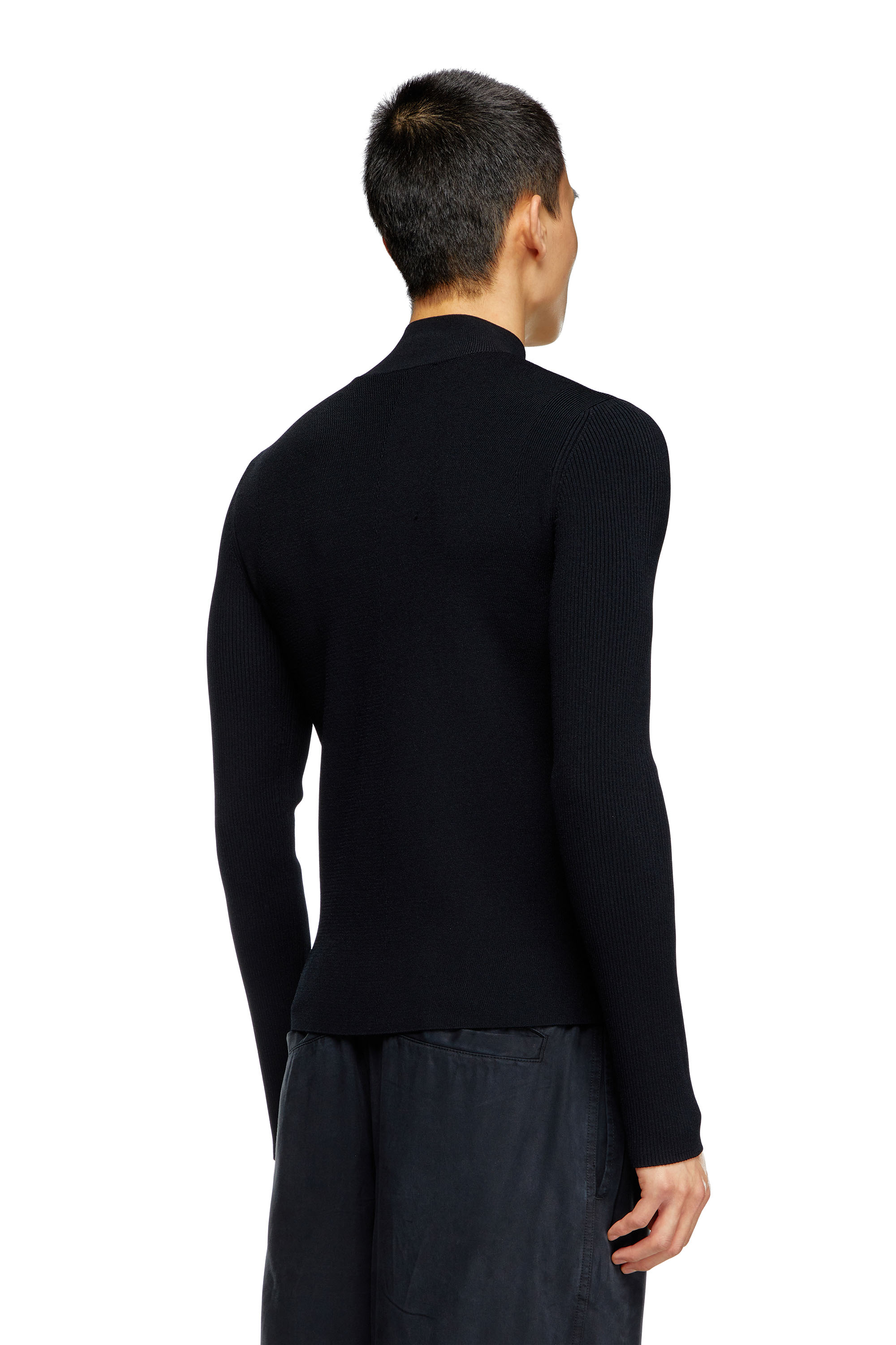 Diesel - K-ZACKARY, Male's Mock-neck jumper with Oval D in ブラック - 4