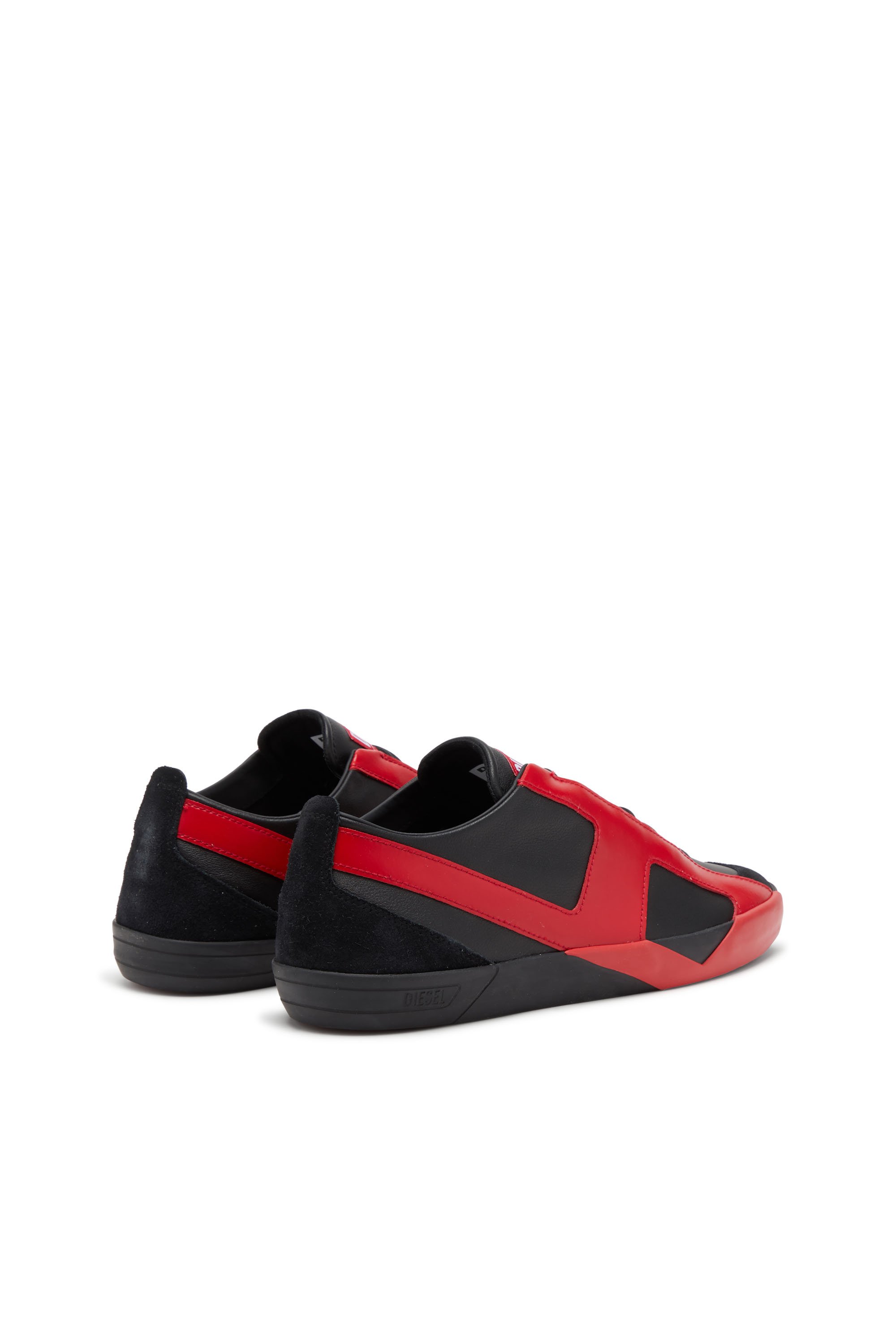 Diesel - S-SLANTE-D LOW, Male's S-Slante-D-Sneakers in suede and leather with D logo in ブラック/レッド - 3