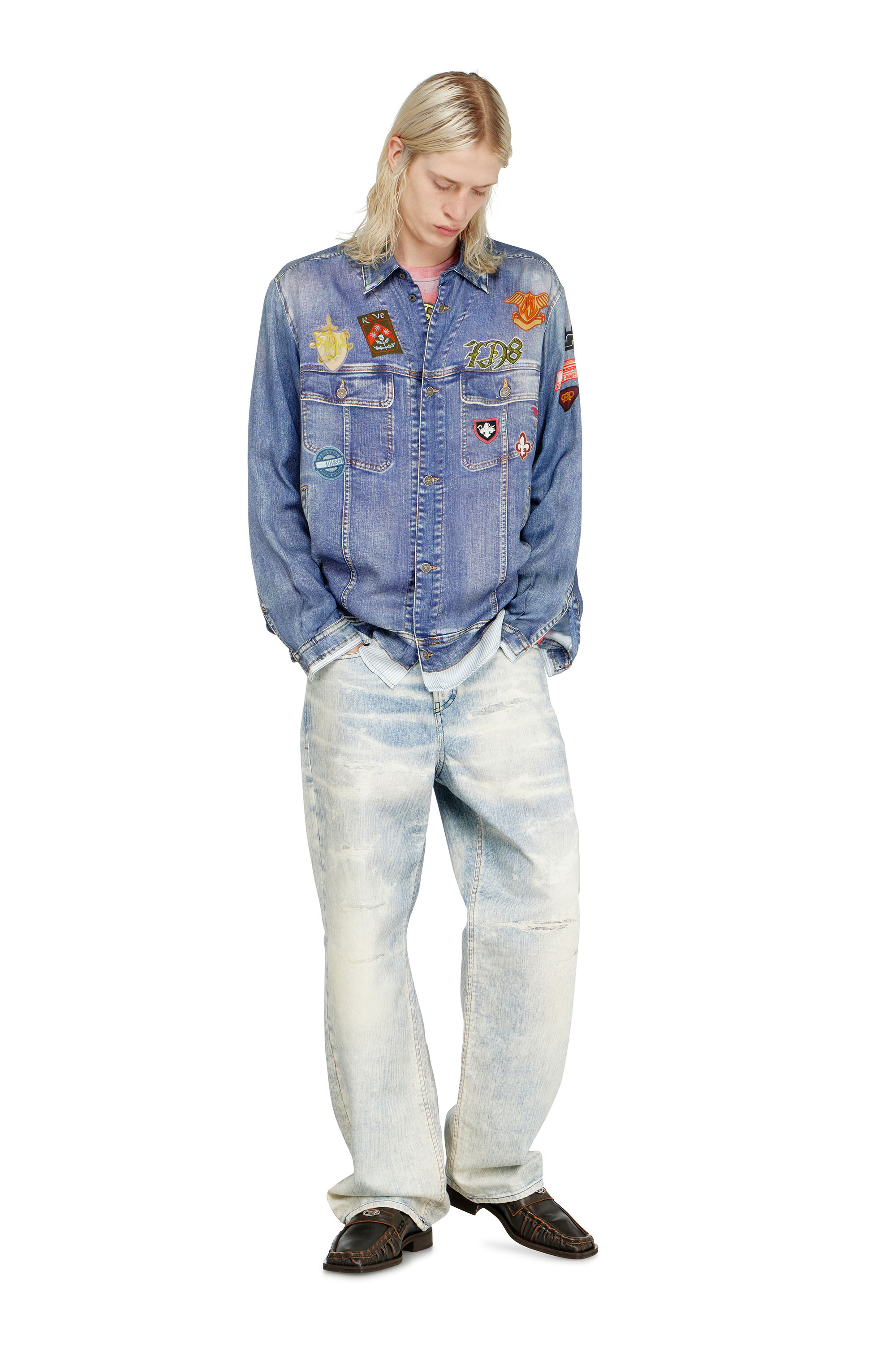 Diesel - S-SIMPLY-PATCH, Male's シャツ in ミディアムブルー - 5