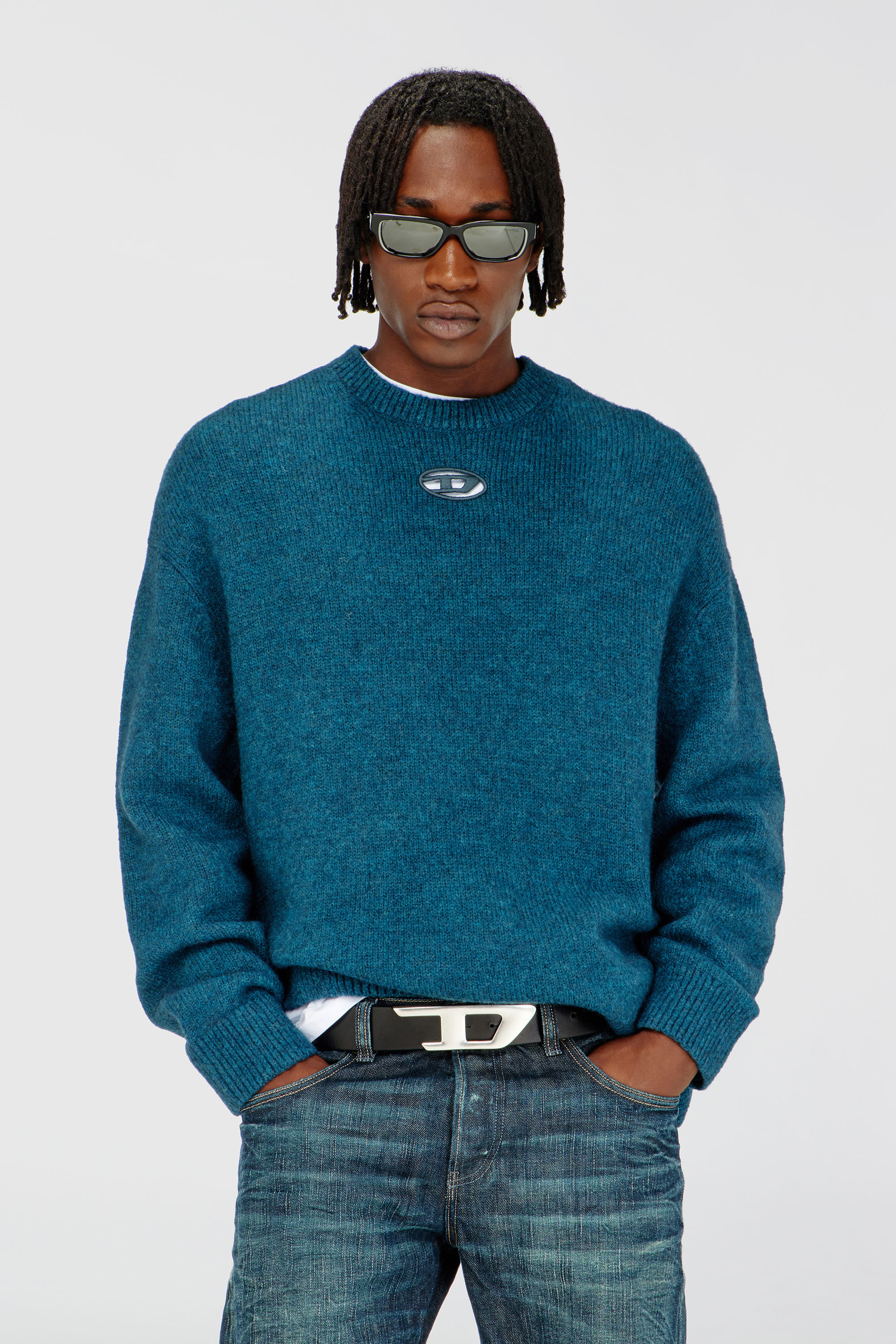 Diesel - K-AREESO, Male's プルオーバーニット in ウォーターグリーン - 1