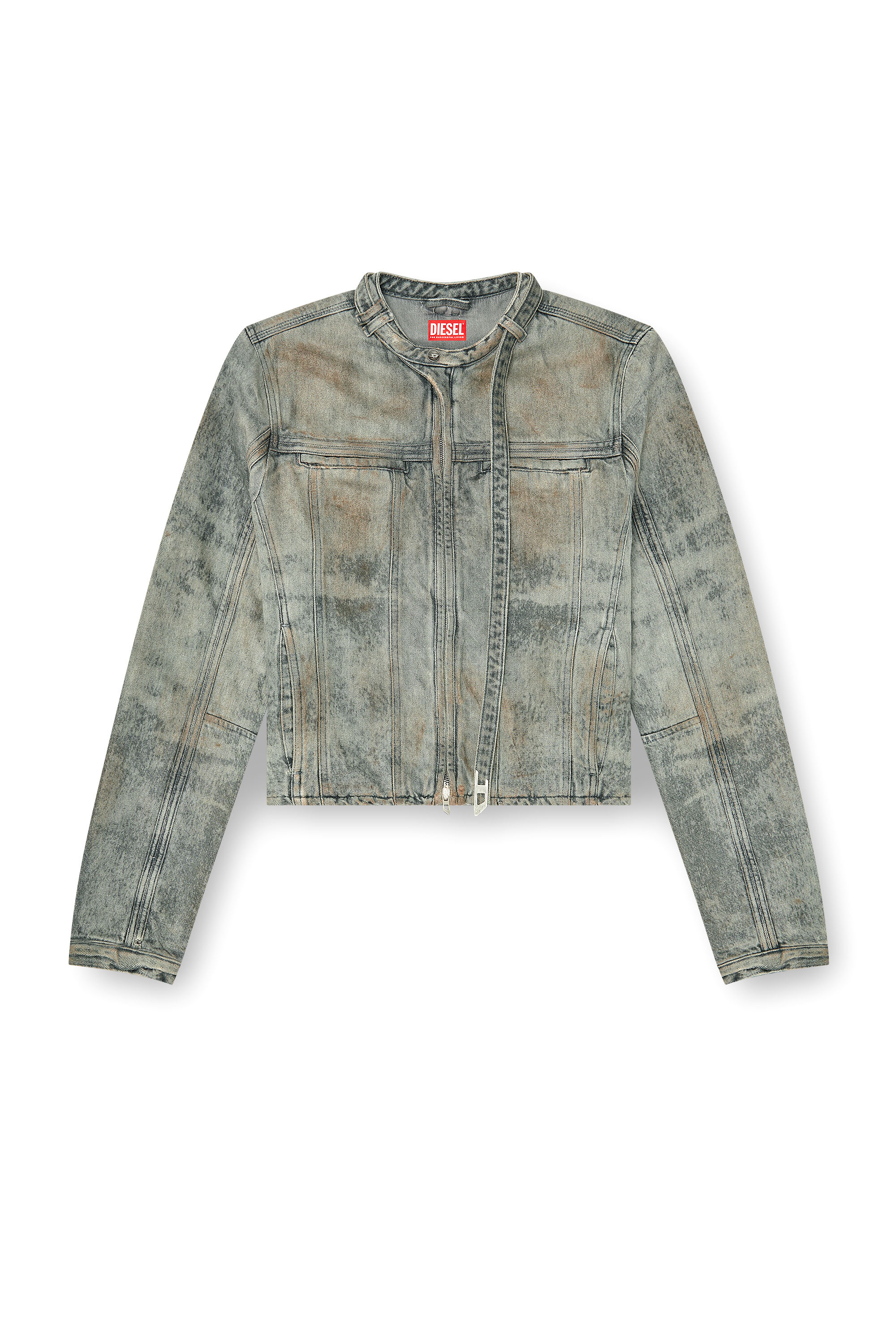 Diesel - D-VULMAR-FSI, Male's Jacket in cotton-hemp satin denim in グレー - 2