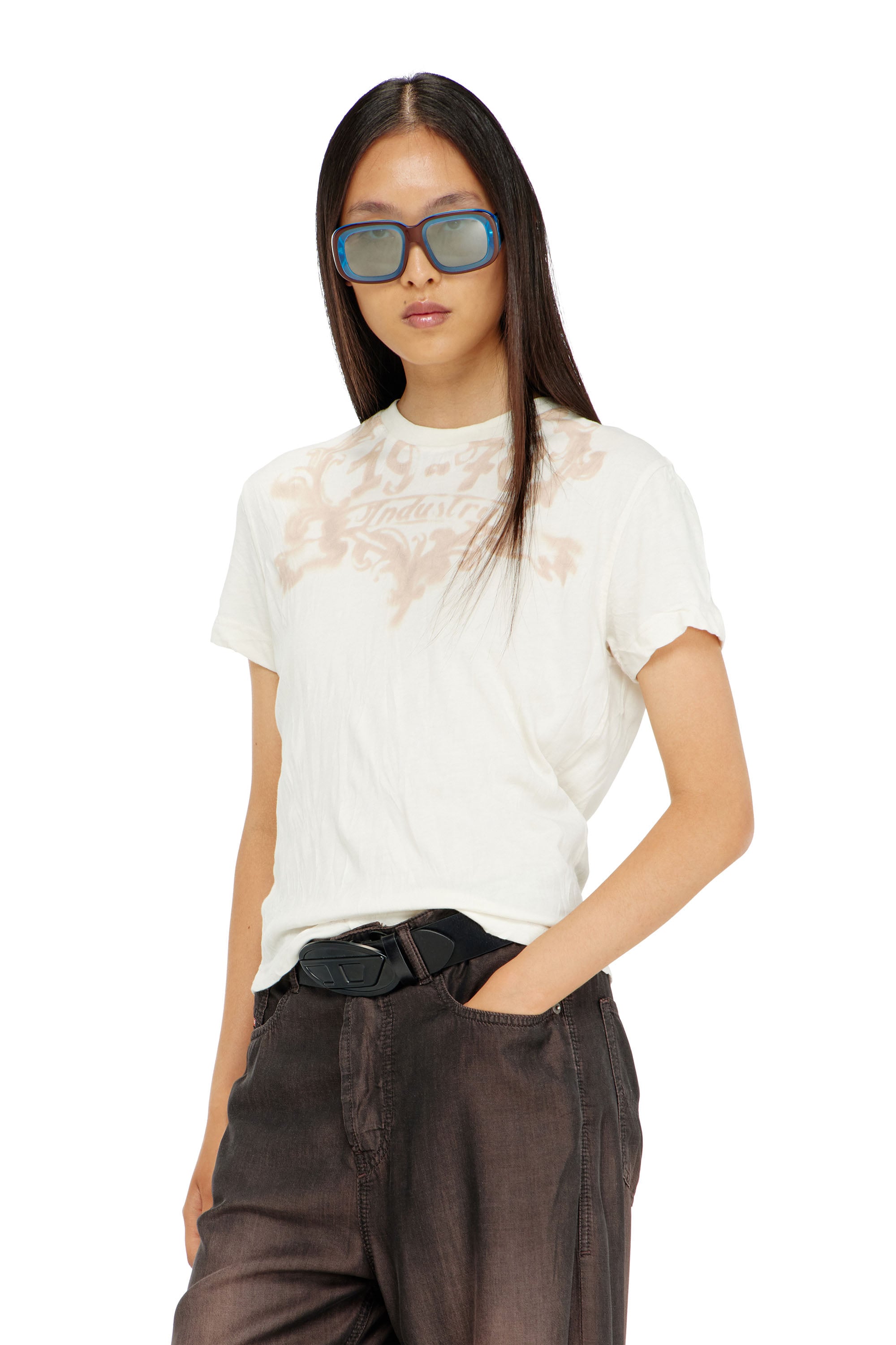 Diesel - T-ILA-AA5, Female's Tシャツ in ホワイト/ピンク - 1