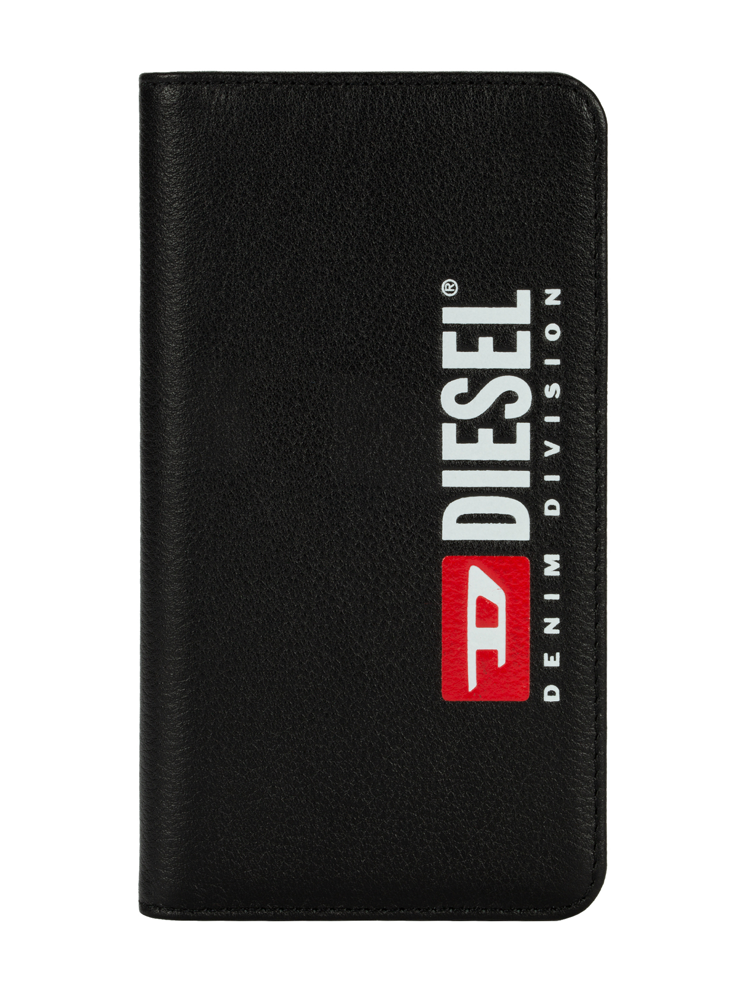 Diesel - DIESEL 2-IN-1 FOLIO CASE FOR IPHONE XR, Unisex's Black leather printed and debossed logo case, iPhone XR in ブラック - 1