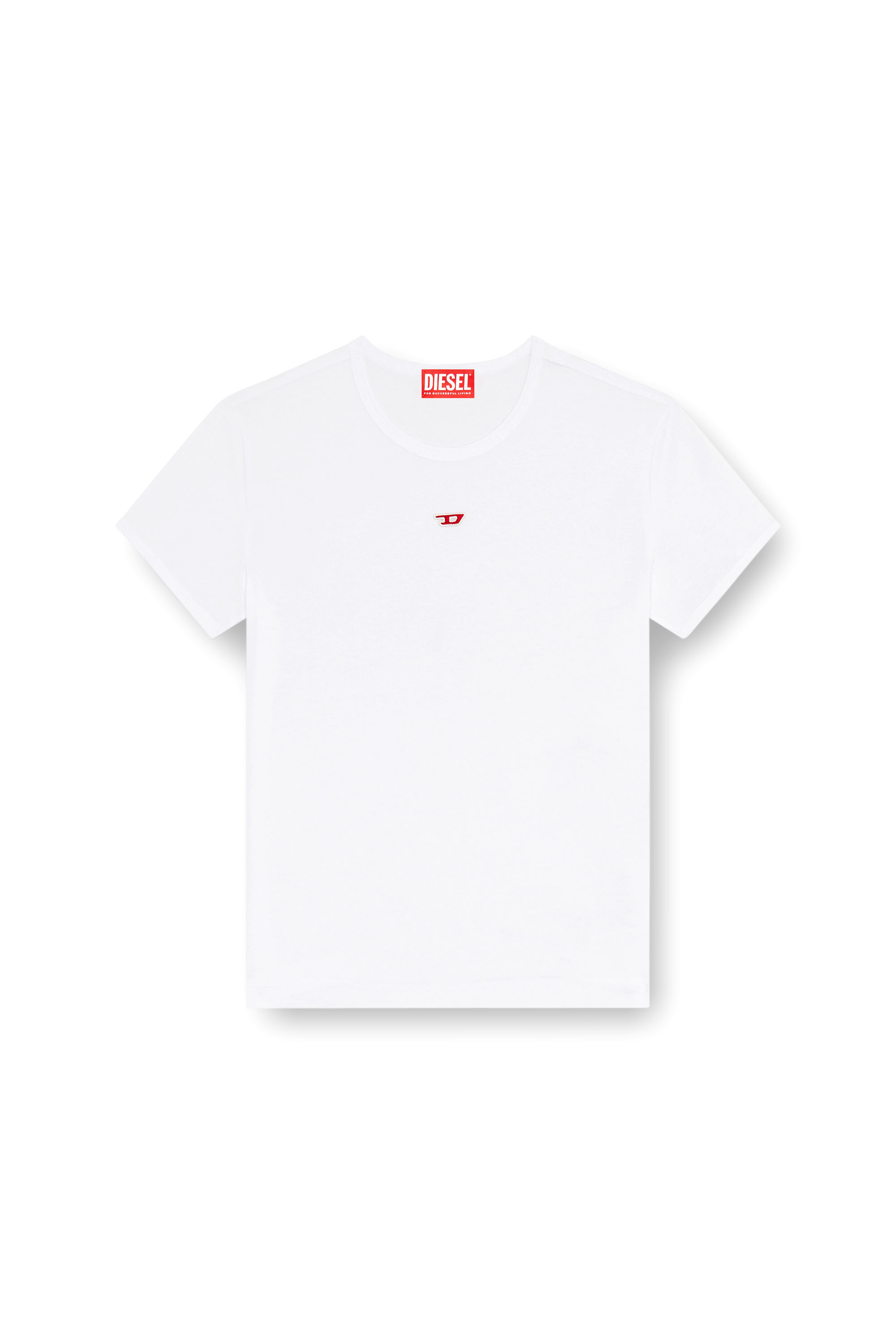 Diesel - T-UNCUTIE-LONG-D, Female's T-shirt with embroidered D patch in ホワイト - 3