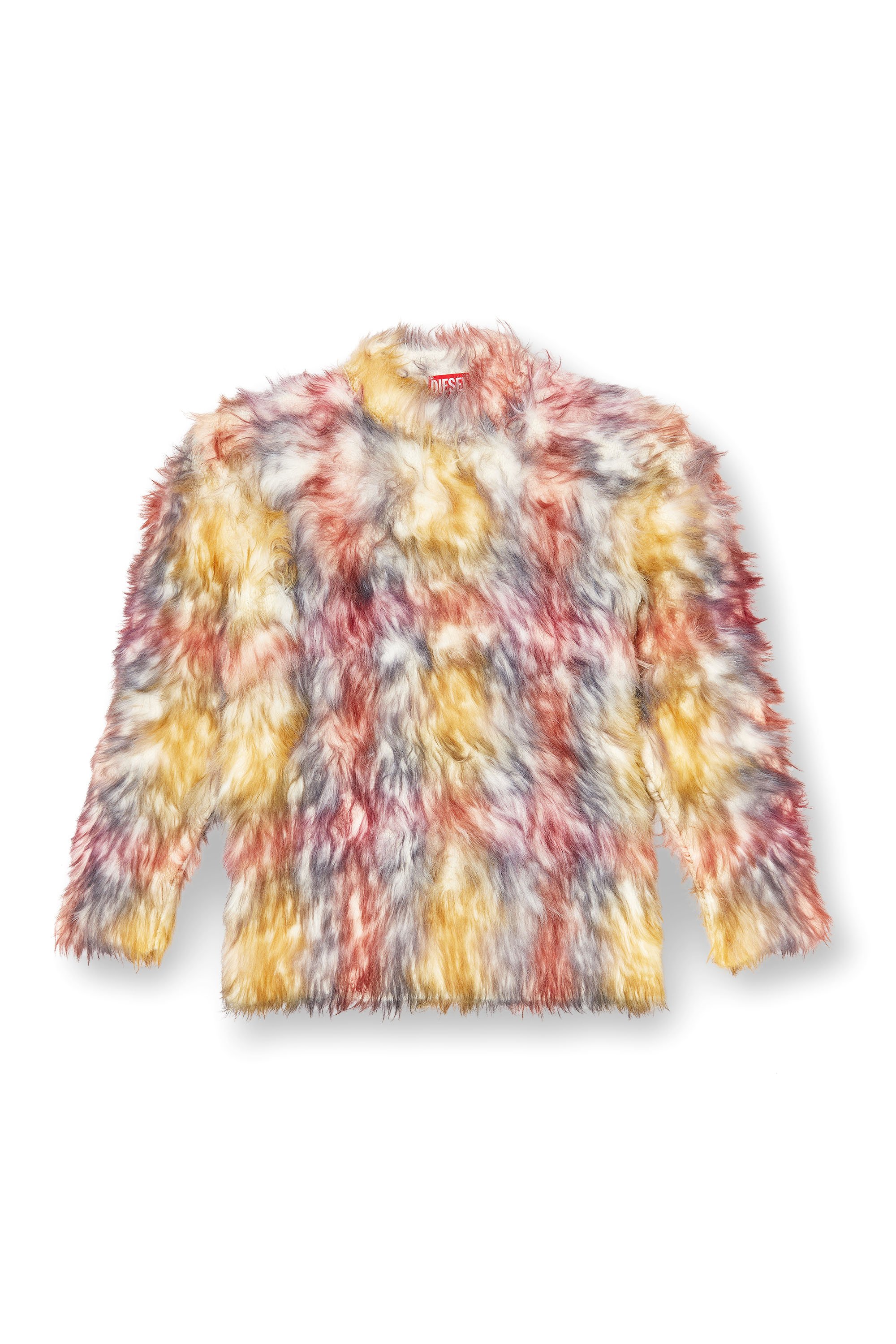 Diesel - M-BERRY, Female's Fluffy jumper with check print in グレー/レッド - 3