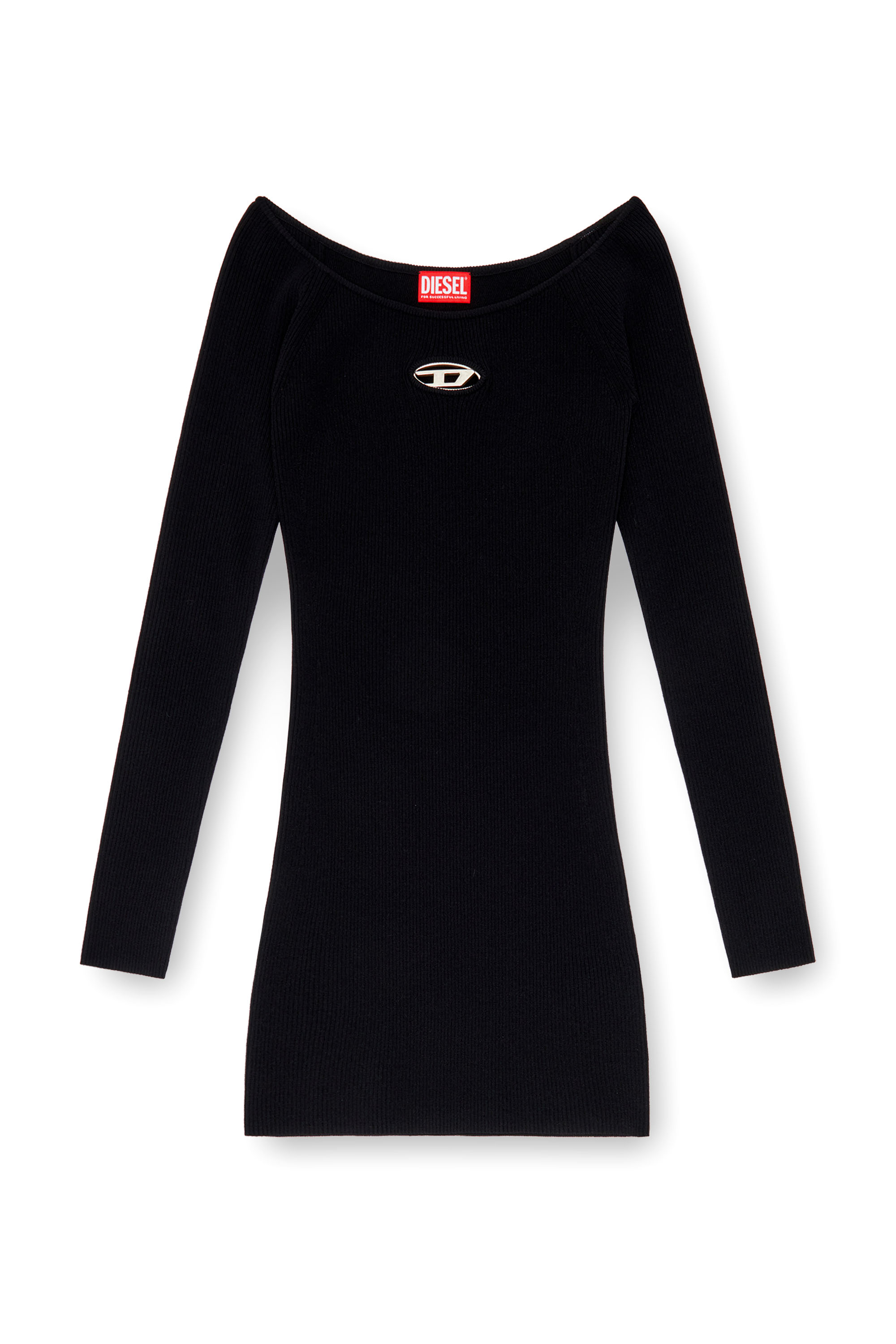 Diesel - M-VERA, Female's Off-the-shoulder dress in ribbed knit in ブラック - 2