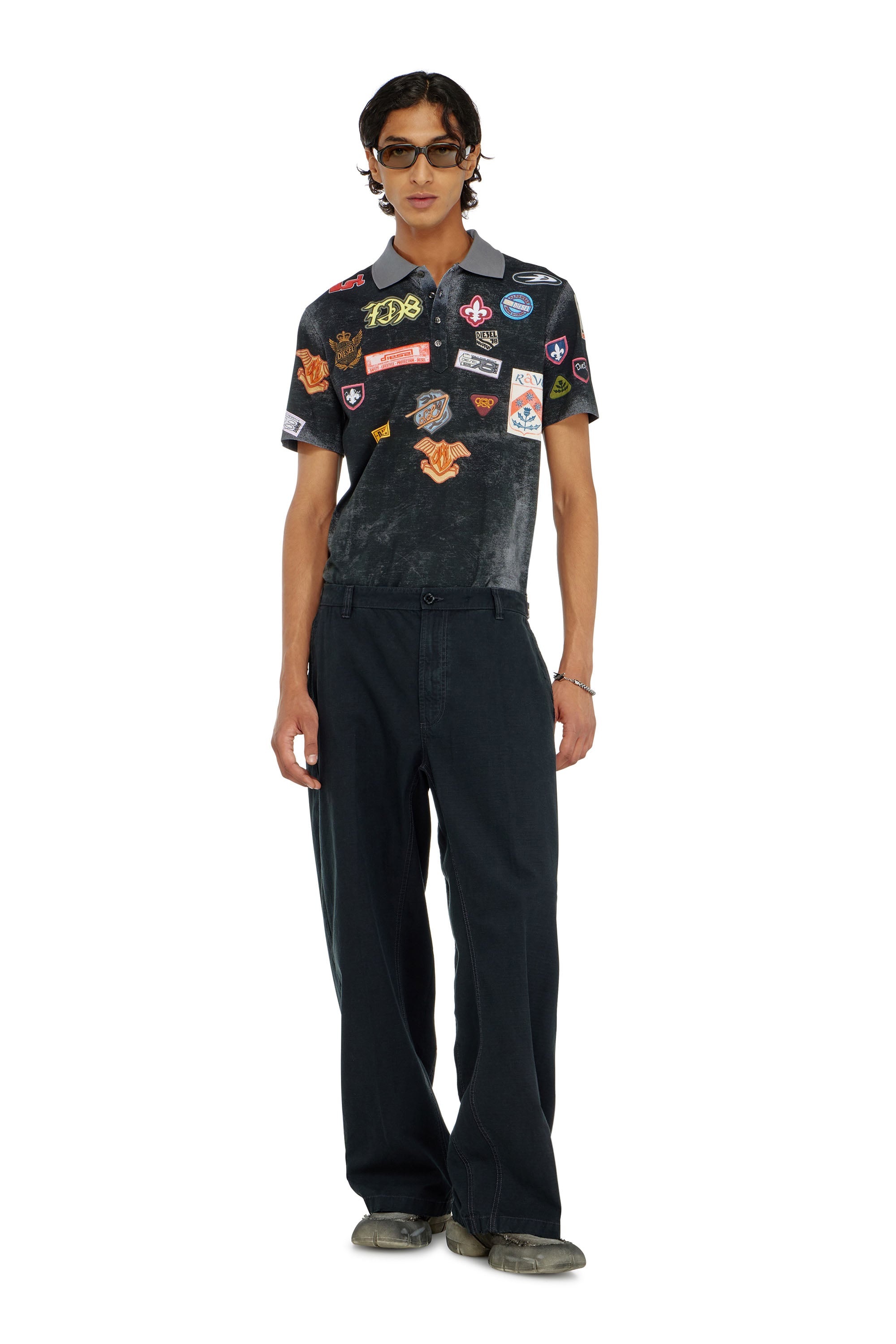 Diesel - T-REJUST-PATCHES, Male's ポロシャツ in ブラック - 2