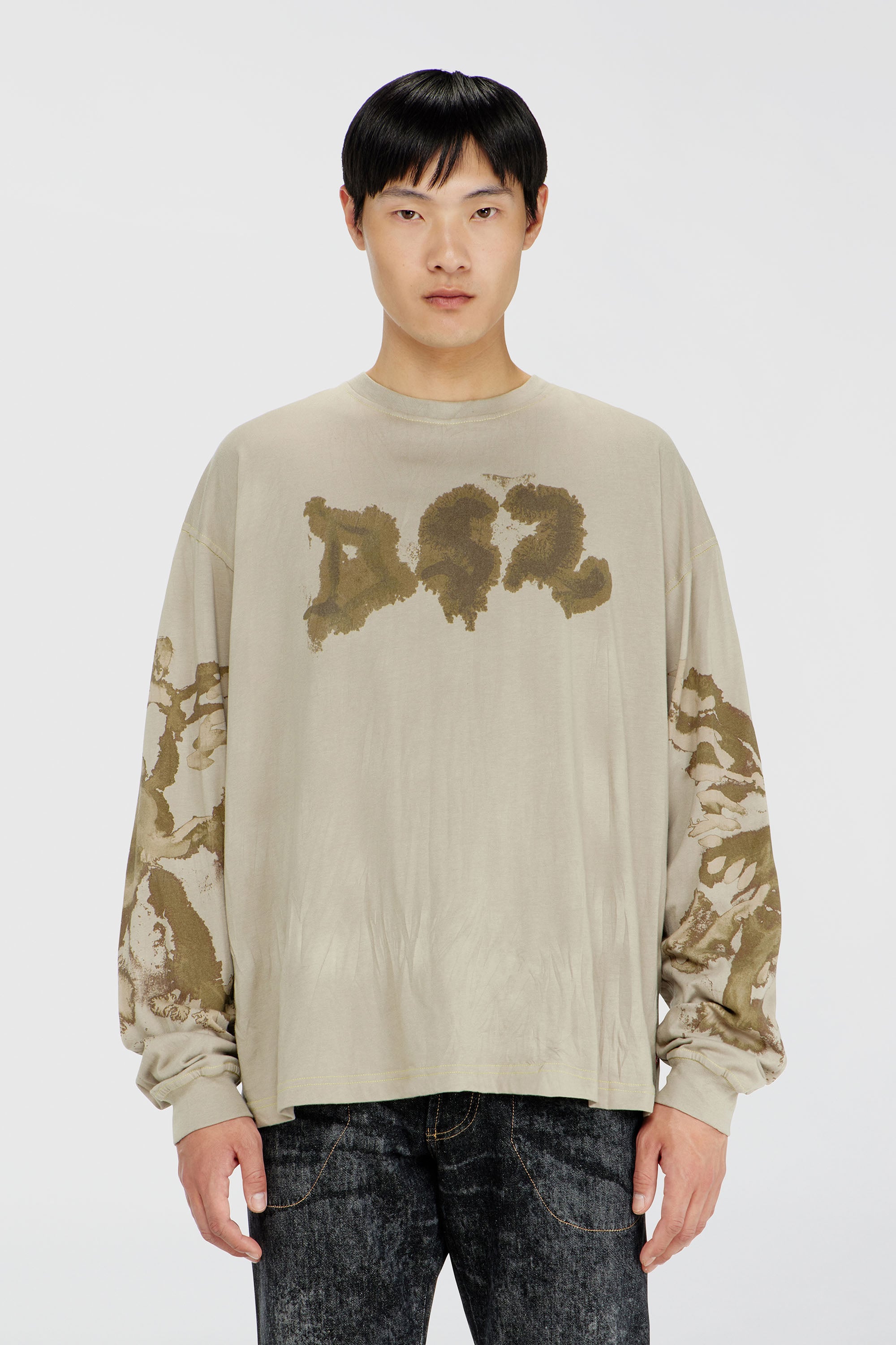 Diesel - T-BOXT-LS-AA4, Male's 長袖Tシャツ in ミリタリーグリーン - 1