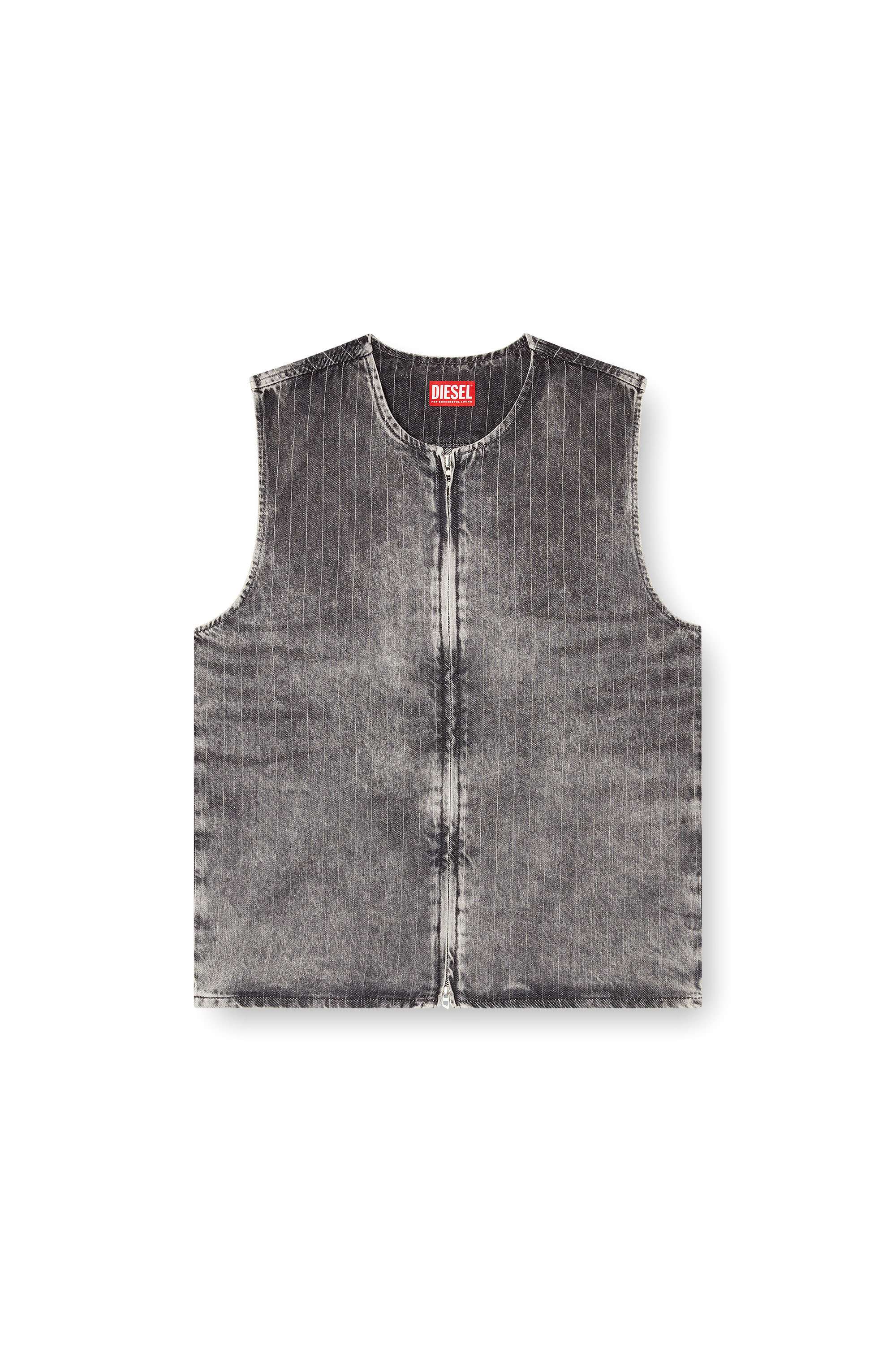 Diesel - D-SUND-S, Unisex's Vest in tailoring pinstripe denim in グレー - 2