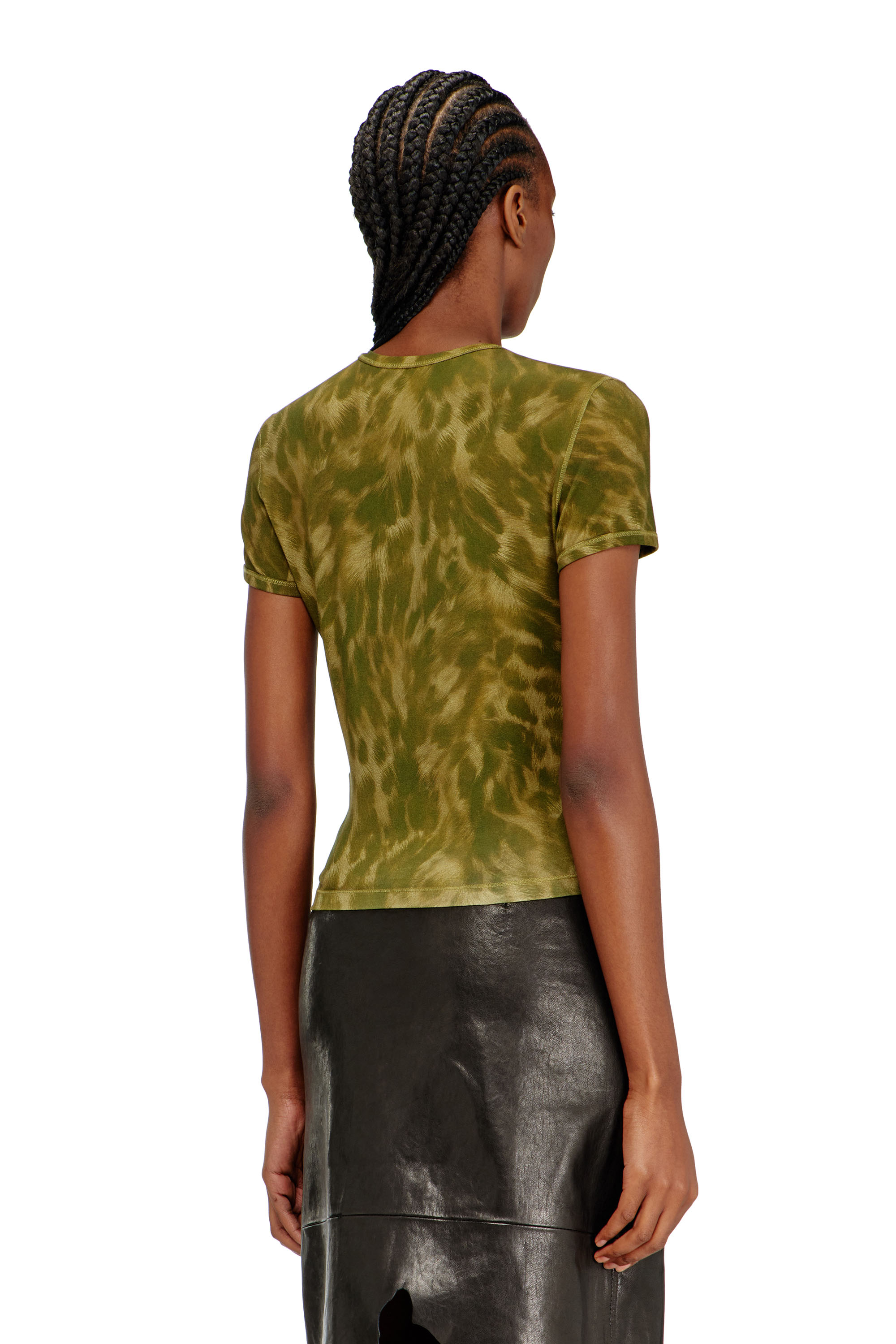 Diesel - T-ANIMA, Female's Animal-print T-shirt in stretch jersey in グリーン - 4