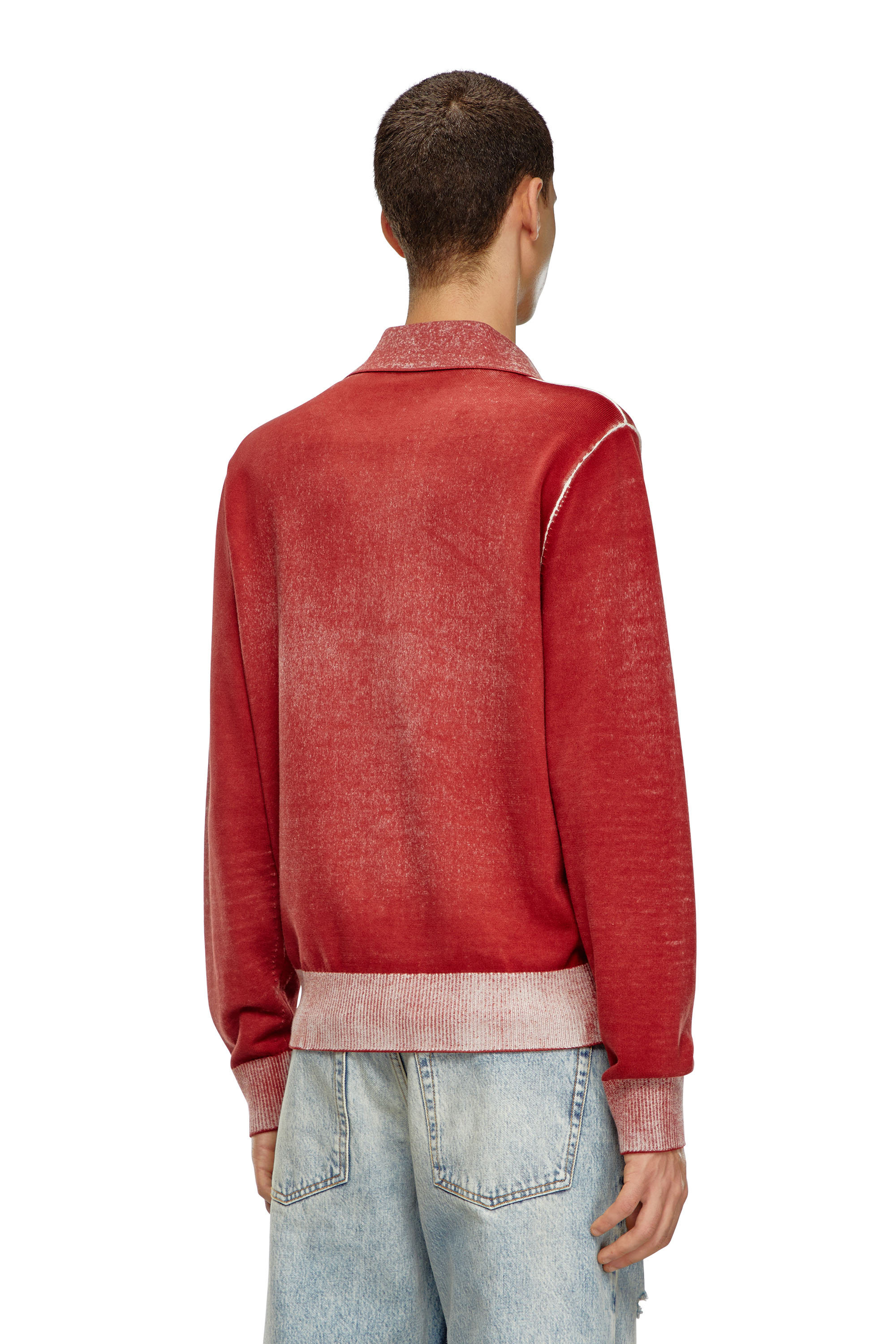 Diesel - K-LORENZO, Male's Reverse-print polo jumper in レッド - 4