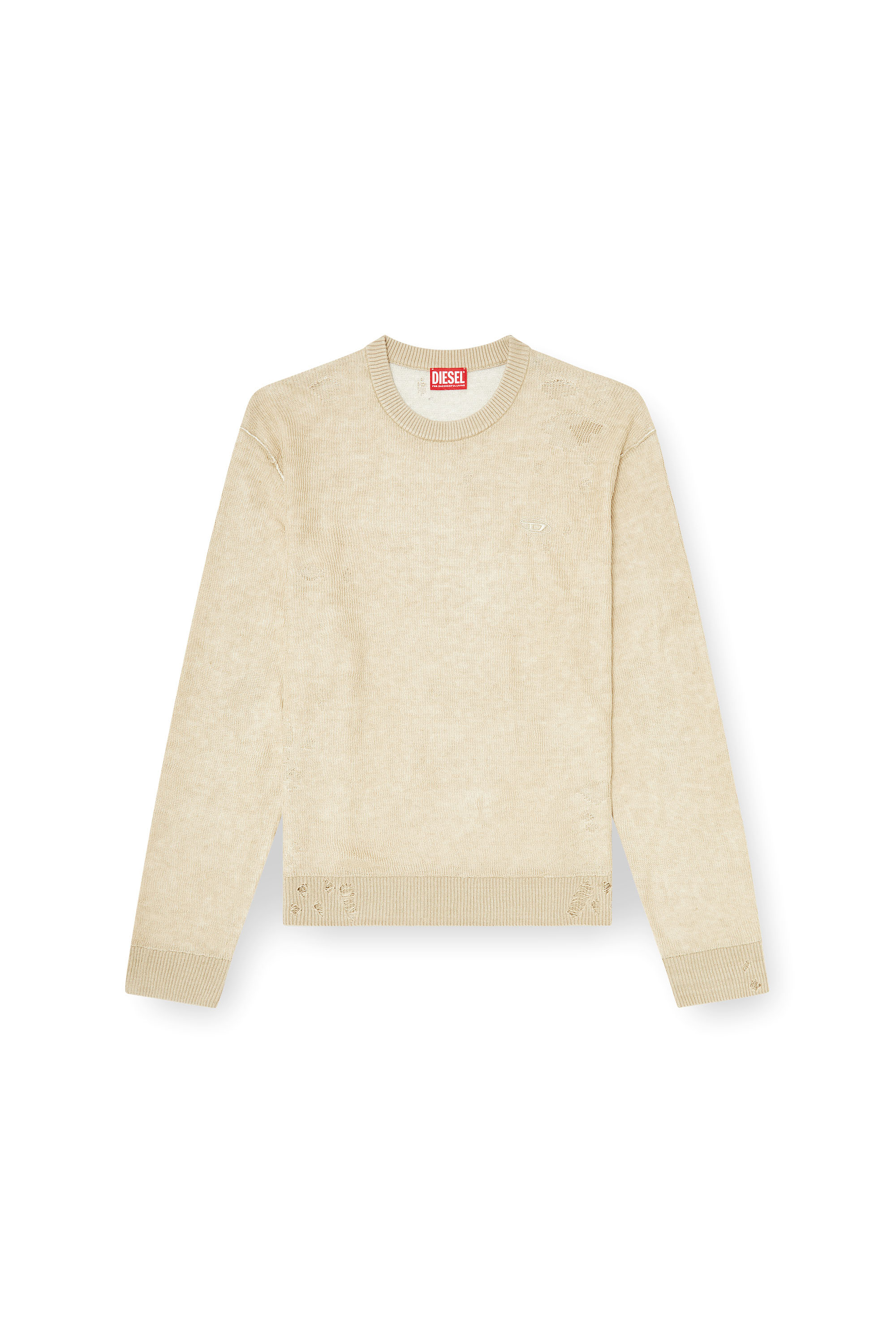 Diesel - K-DAIANAS, Male's Destroyed linen jumper in ライトブラウン - 2