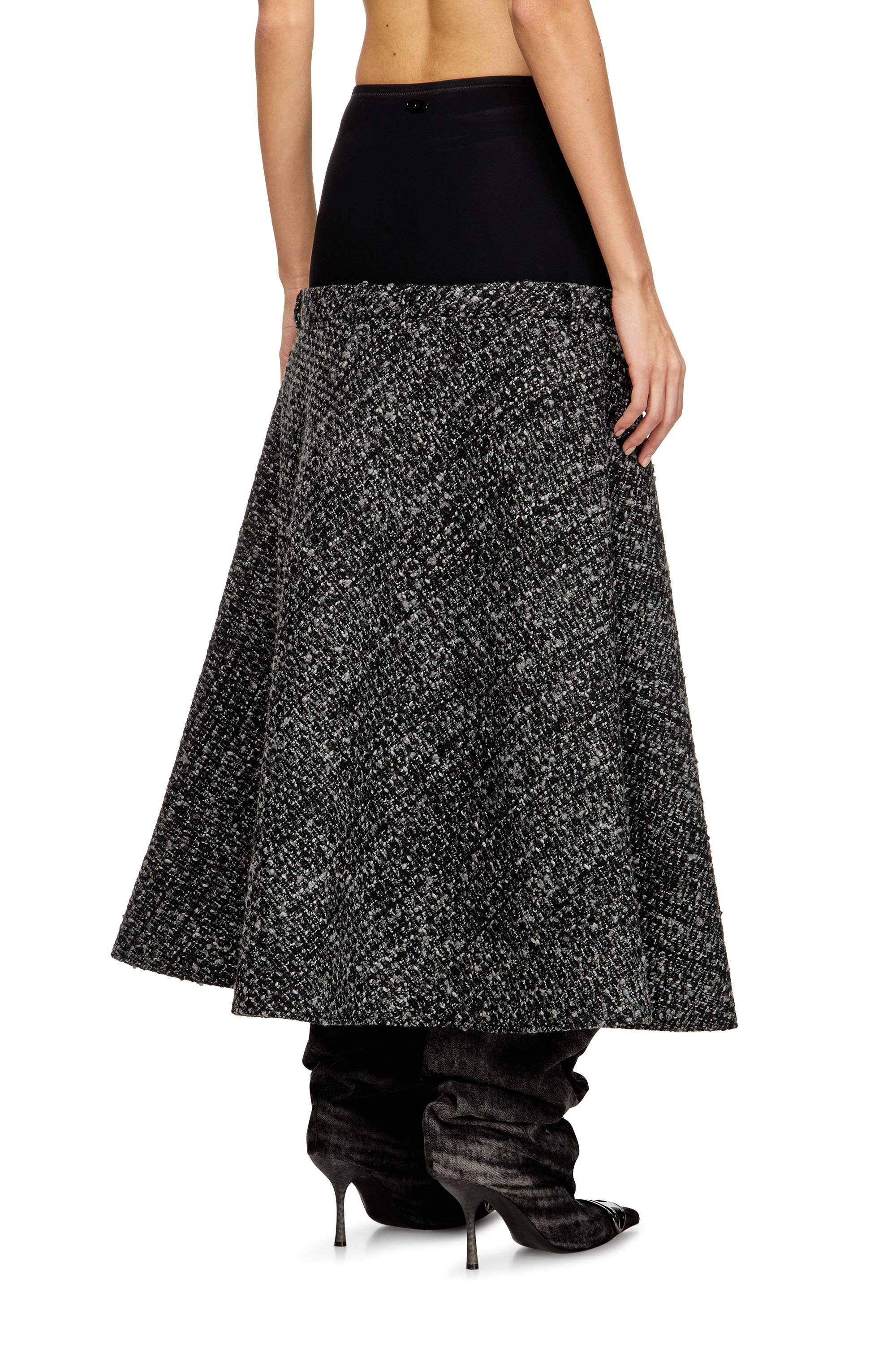 Diesel - O-GRACE, Female's Bouclé skirt with stretch waist in ブラック - 4