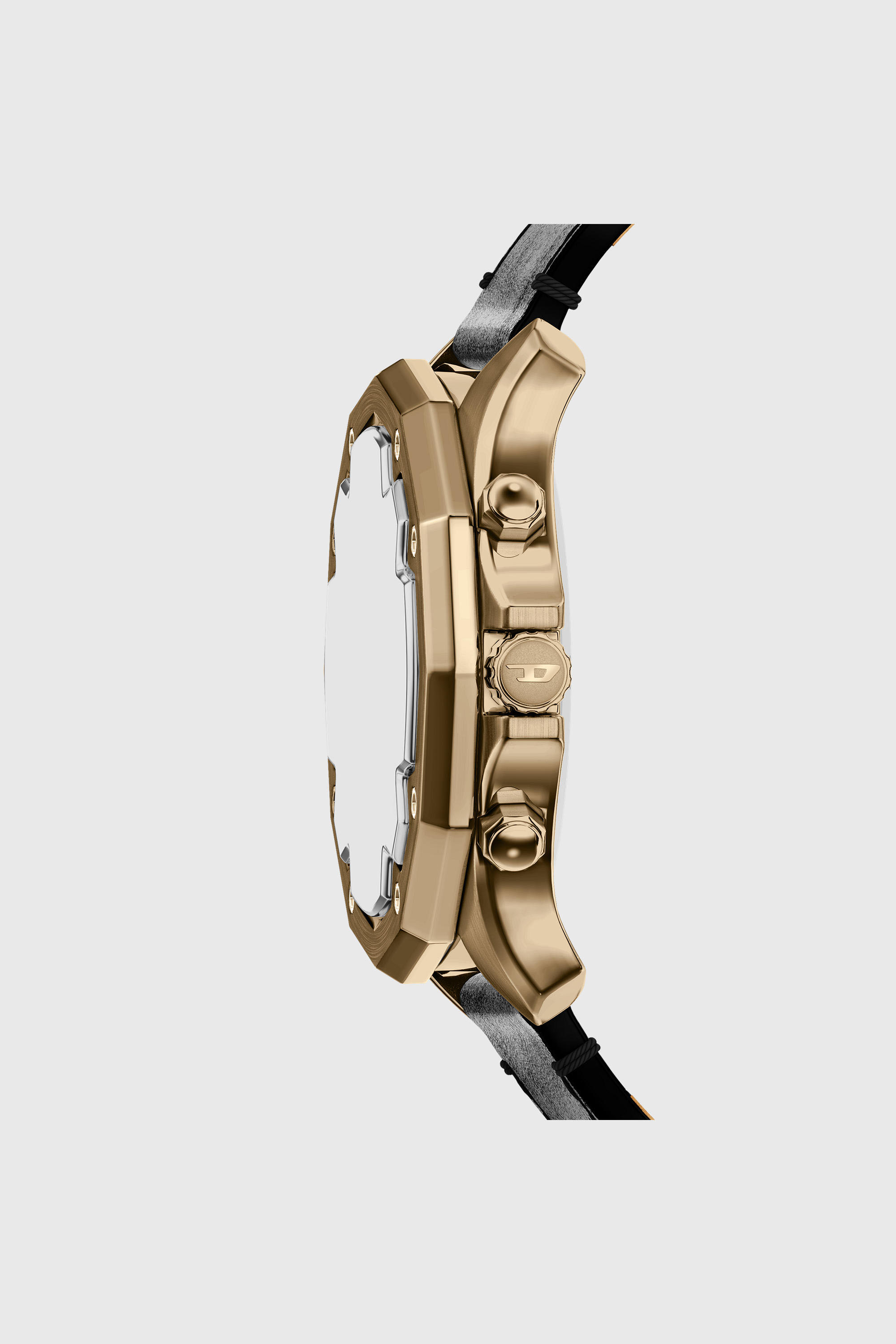 Diesel - DZ4733 WATCH, Male's Stinger antique gold-tone leather watch in ブラック - 3