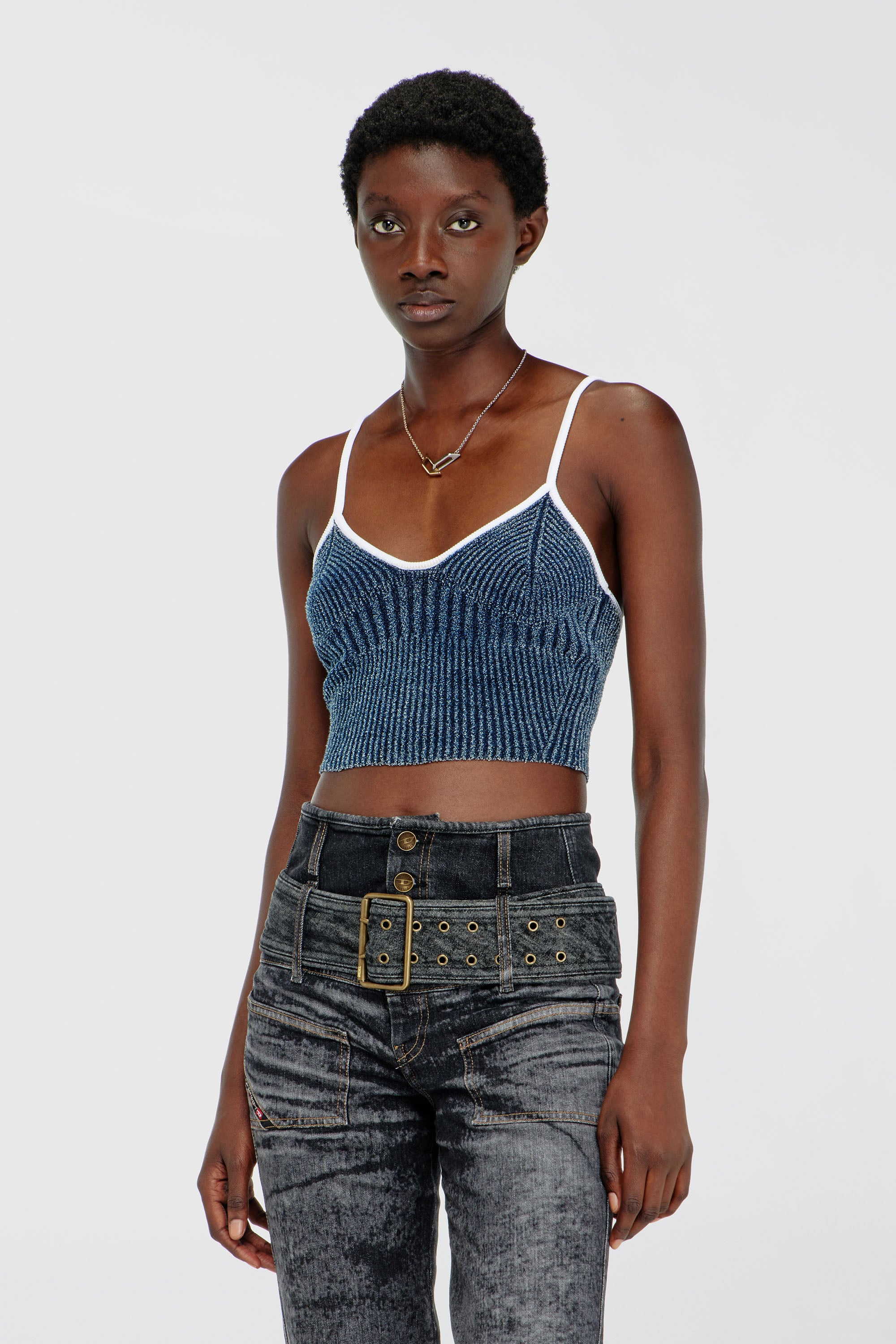 Diesel - M-ESTERE, Female's キャミソールトップ in ブルー/ホワイト - 1