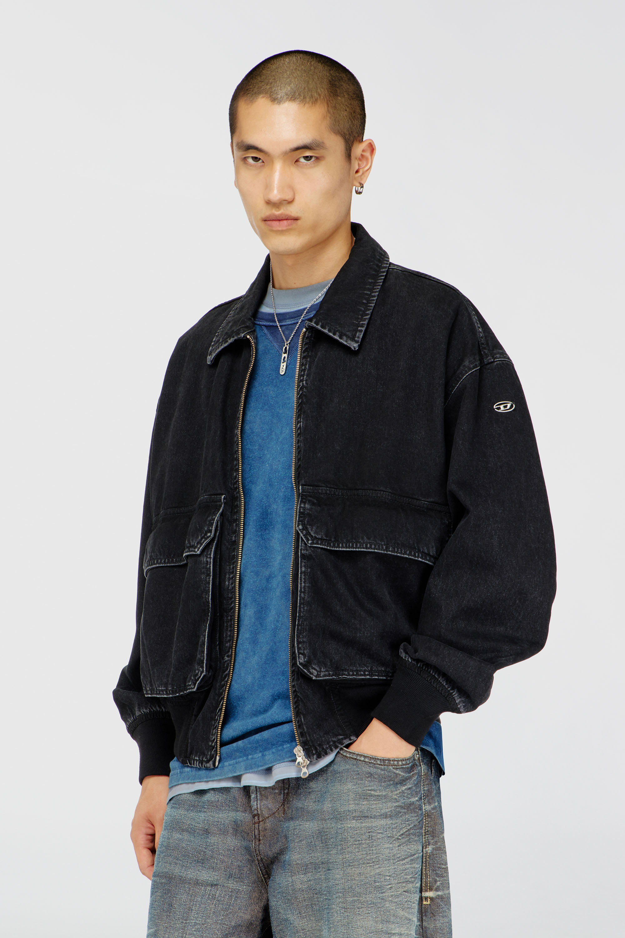 Diesel - D-KURZ, Unisex's デニムジャケット in ブラック - 1
