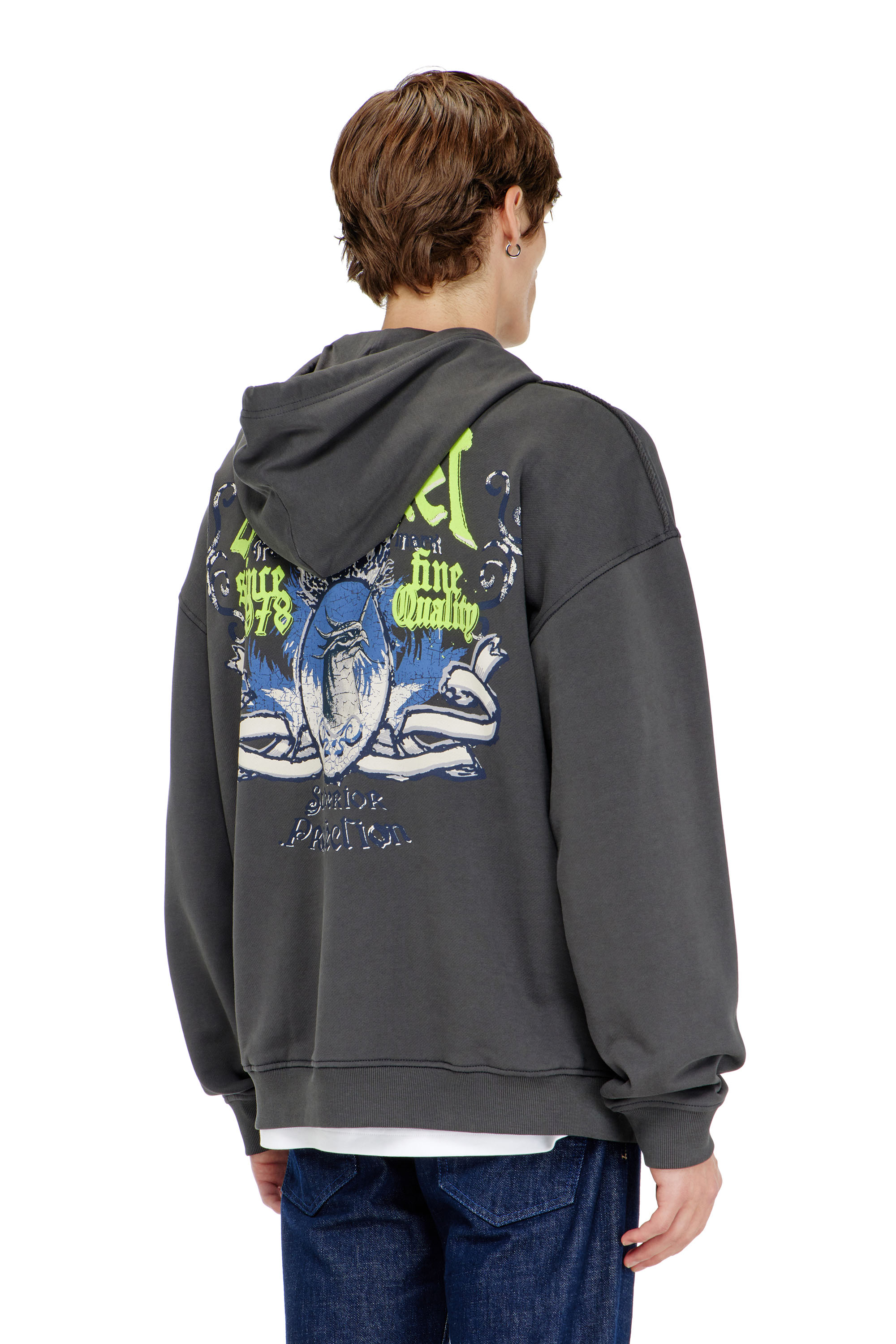 Diesel - S-BOXT-HOOD-AA2, Male's プルオーバーパーカー in ダークグレー - 4