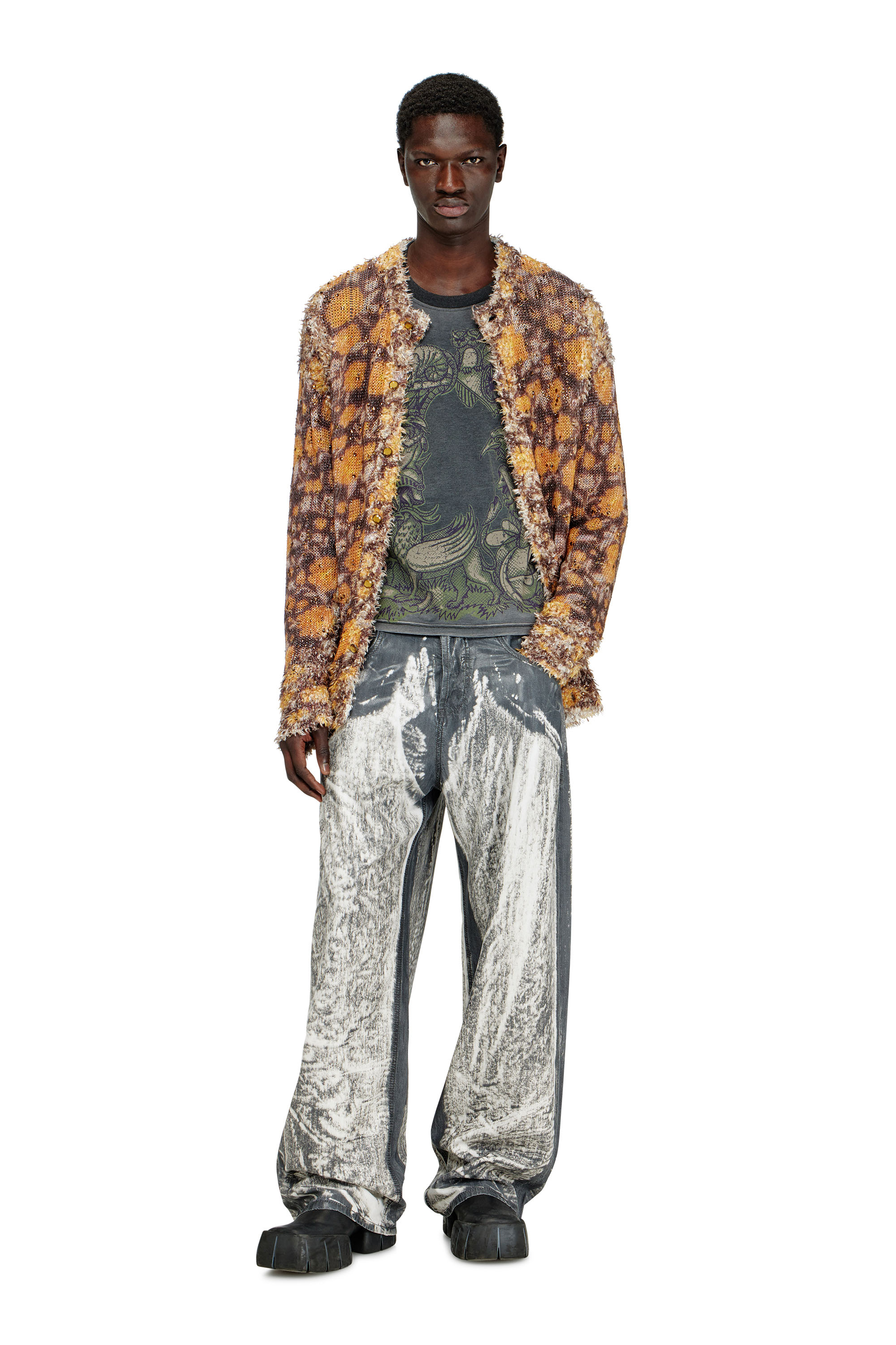 Diesel - T-JORI-A, Male's Long-sleeve T-shirt with graphic motif in ブラック - 2