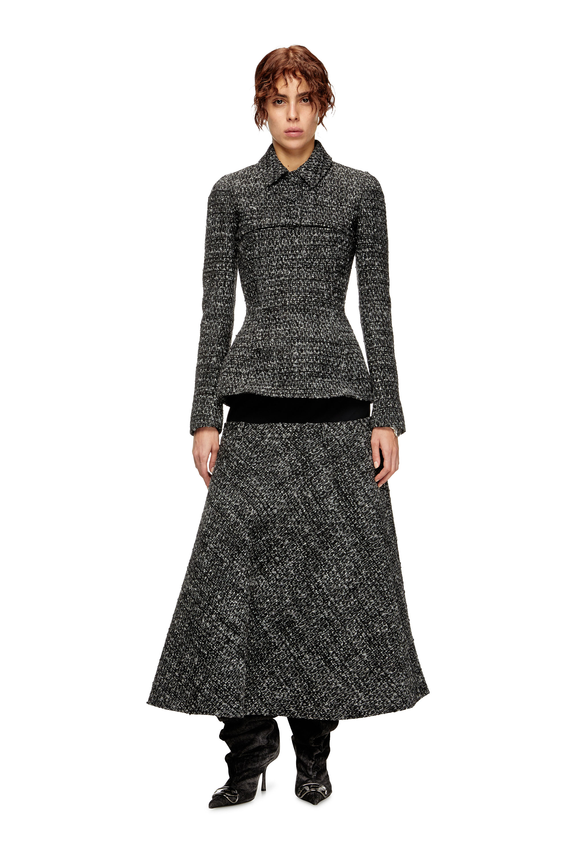 Diesel - O-GRACE, Female's Bouclé skirt with stretch waist in ブラック - 2