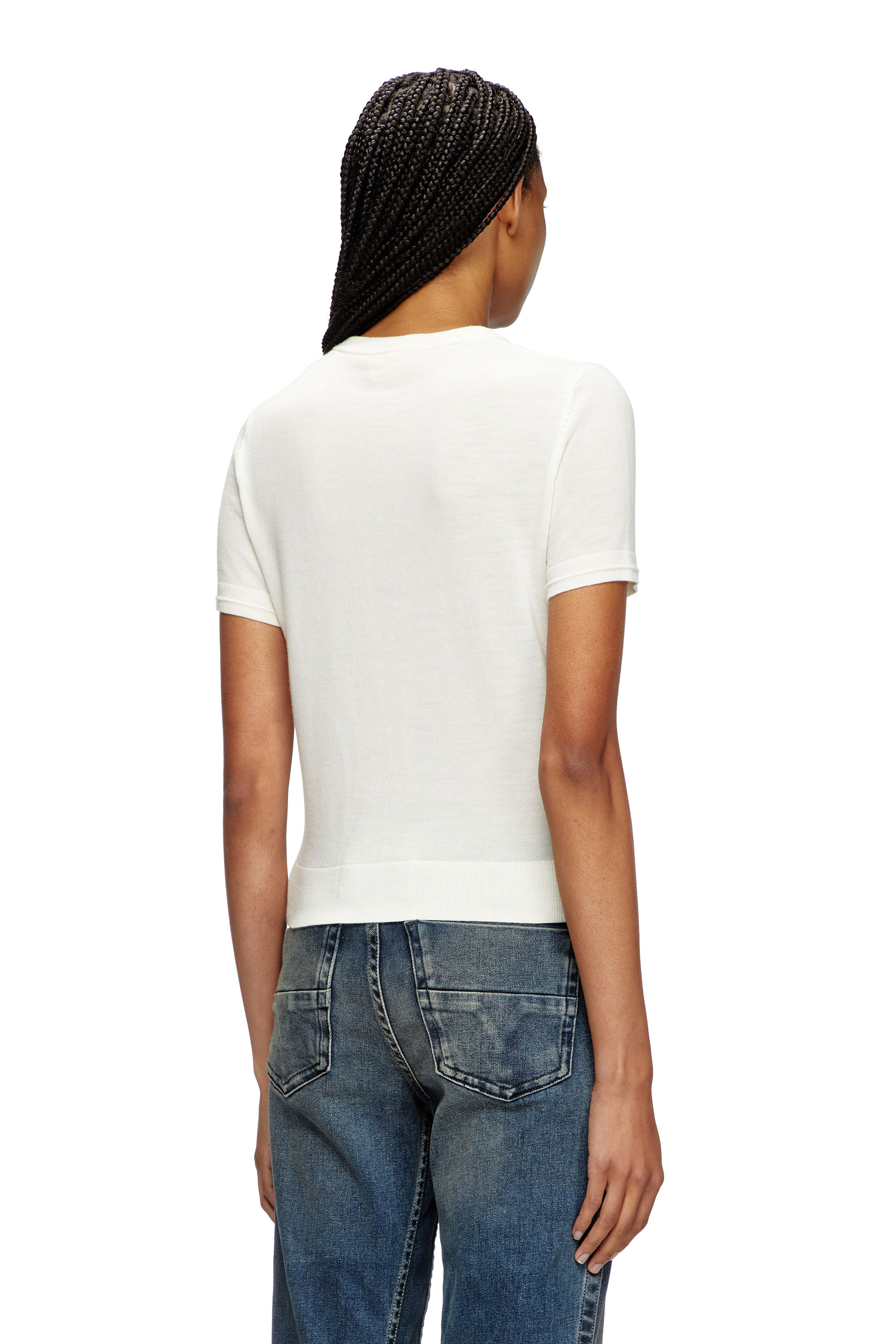 Diesel - M-ALINE, Female's Short-sleeve jumper in wool in ホワイト - 4