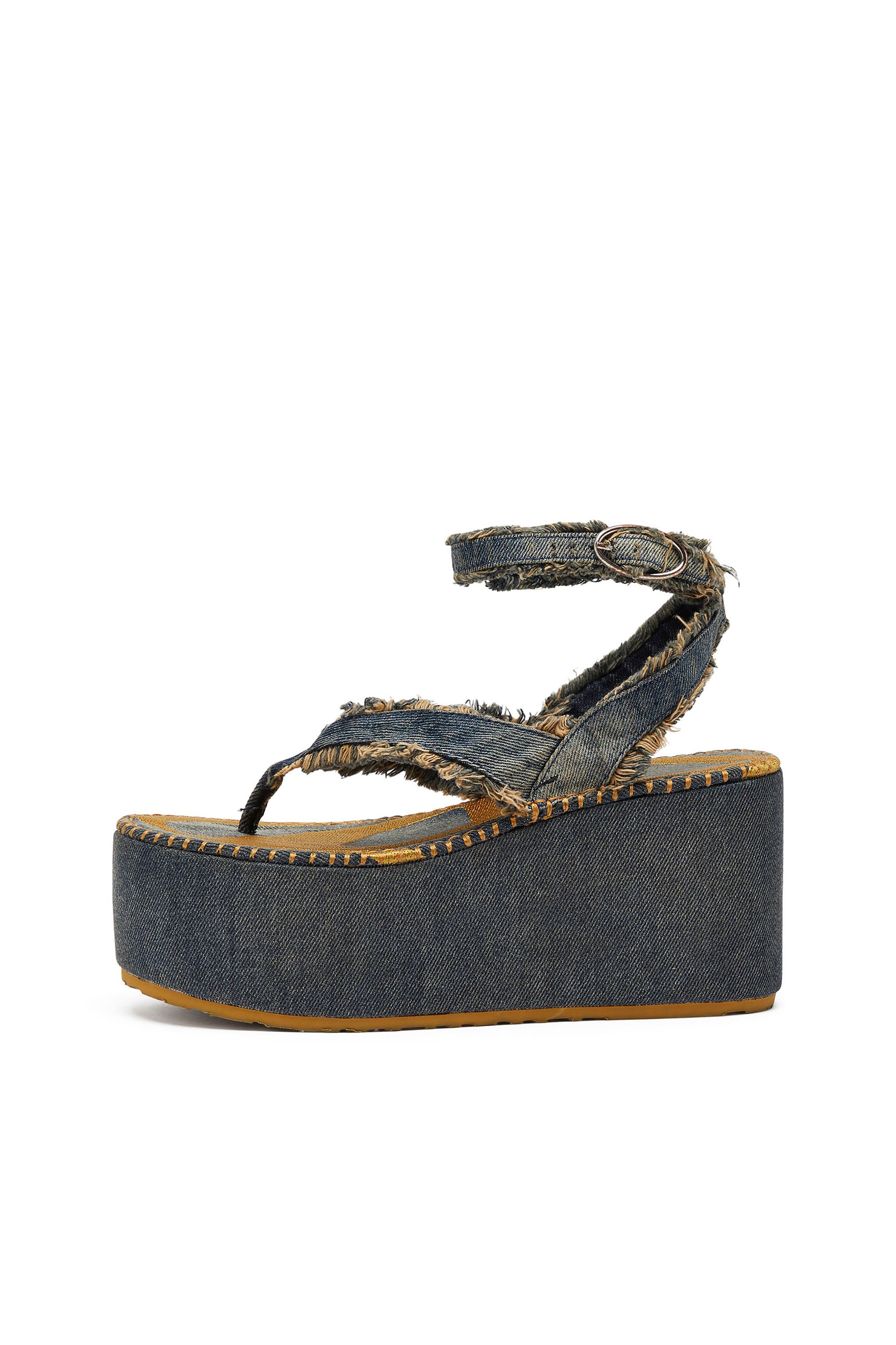 Diesel - SA-NIKOLA SANDAL, Female's Sa-Nikola - Sandal in denim with frayed details in ブルー/グレー - 1