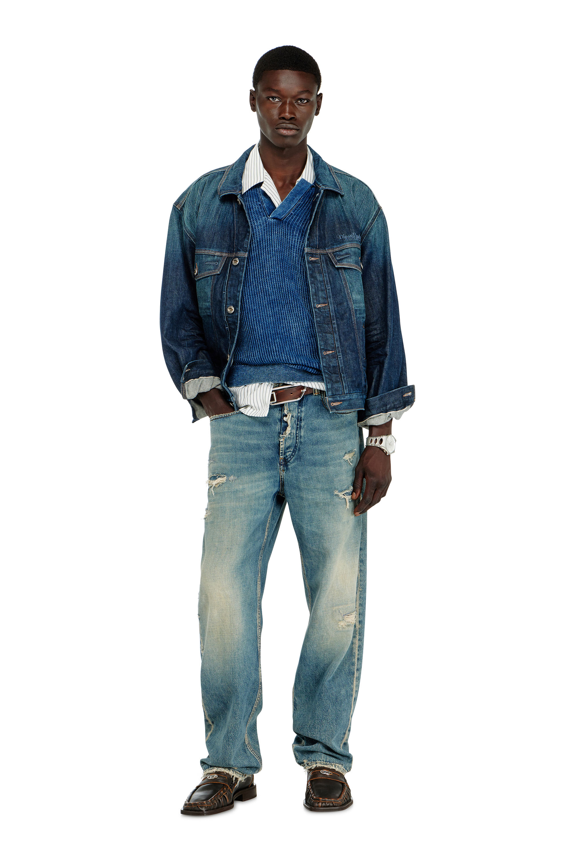 Diesel - K-SCILLI, Male's ポロニット in ミディアムブルー - 1