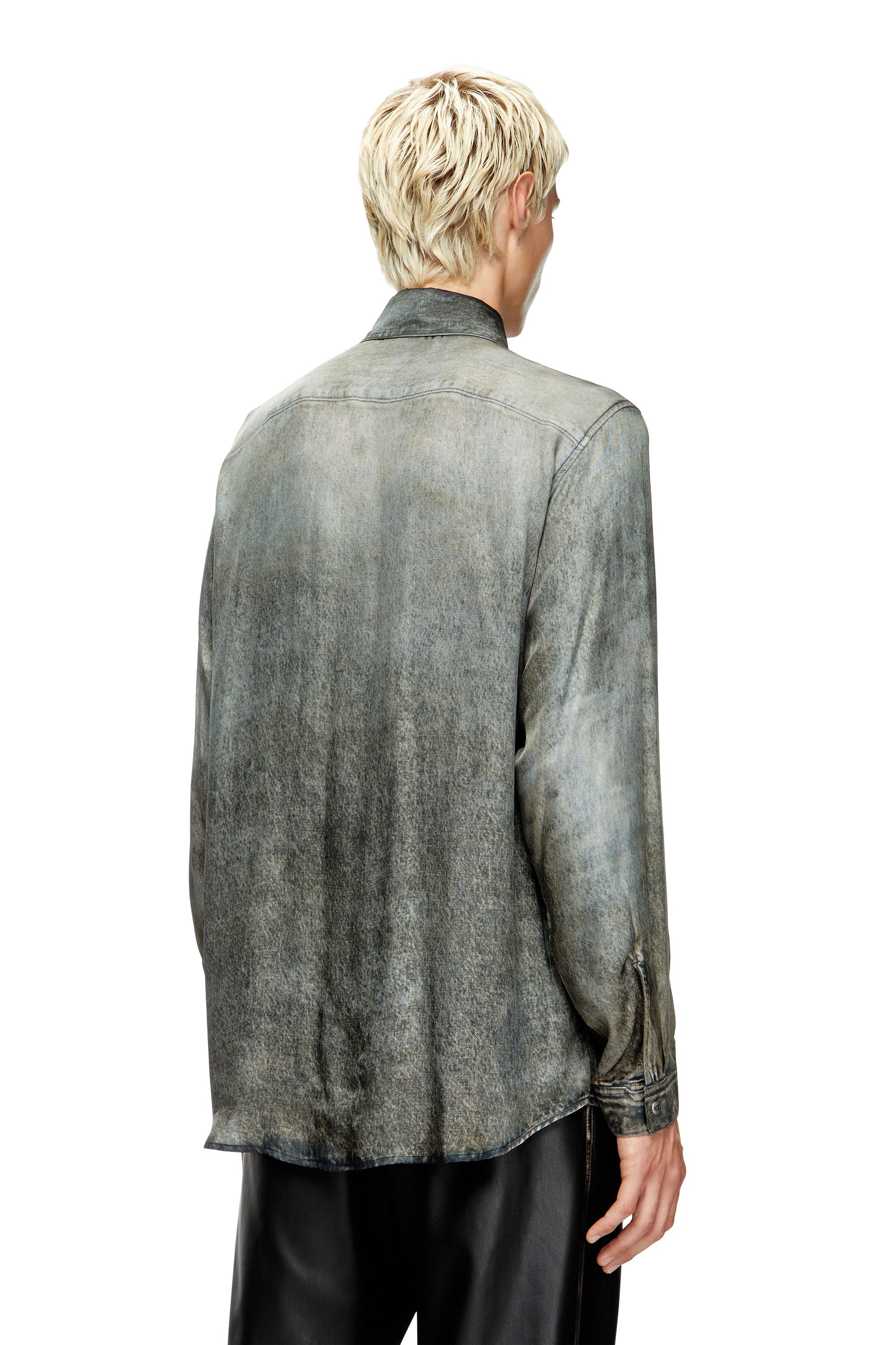 Diesel - S-SIMPLY-LKCT, Male's Shirt in denim-look viscose in ブラック - 4